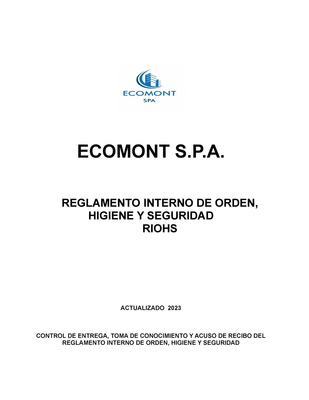 Reglamento Interno Riohs 2023 V4 Ecomont Sp Reglamento Interno De Orden Higiene Y Seguridad 8741