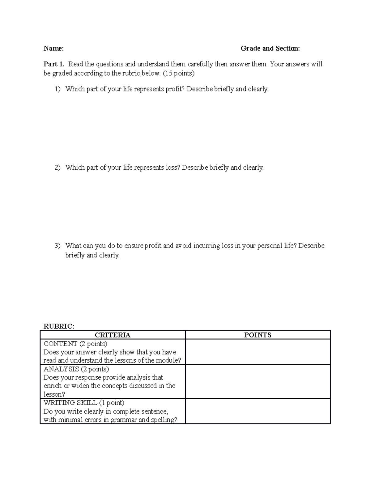 Bmath 7 - lesson plan - Name: Grade and Section: Part 1. Read the ...