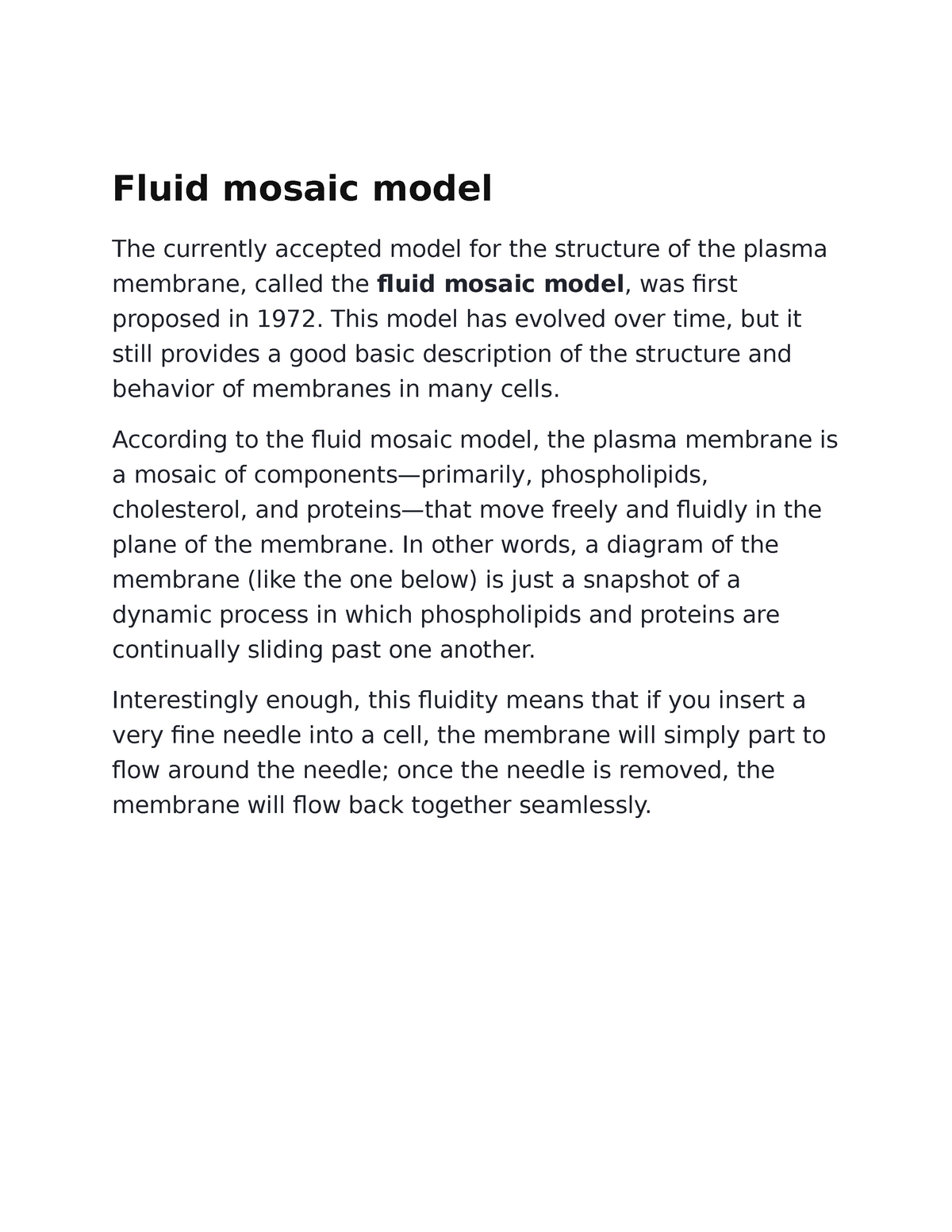 Diagram Fluid Mosaic Model Of Plasma Membrane - Arocreative