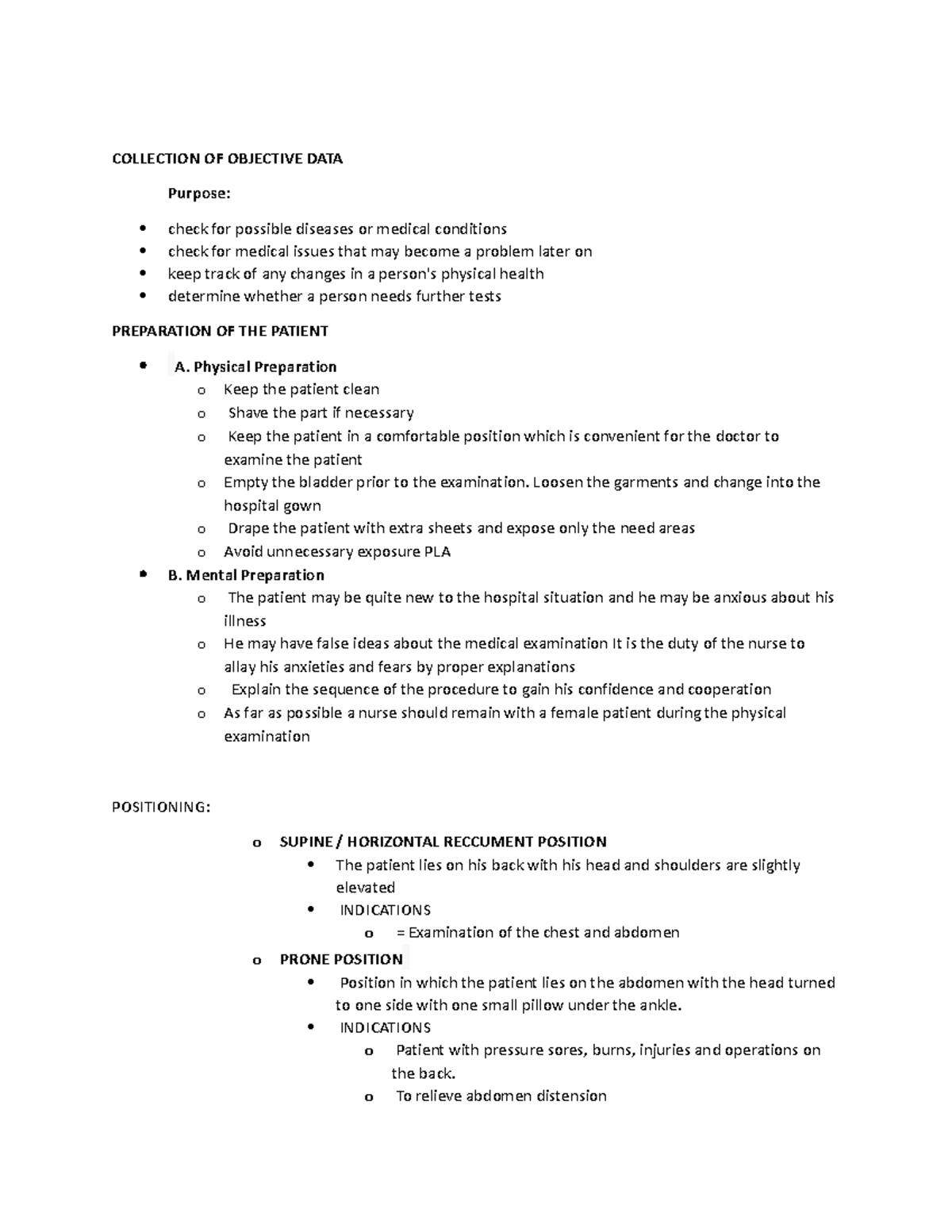 Collection OF Objective DATA - COLLECTION OF OBJECTIVE DATA Purpose ...