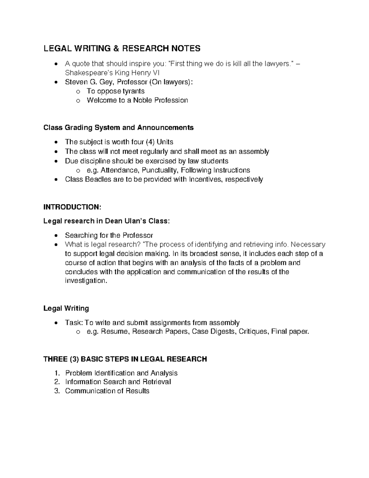 428815957 Legal Research and Writing Notes Dean Ulpiano - LEGAL WRITING ...