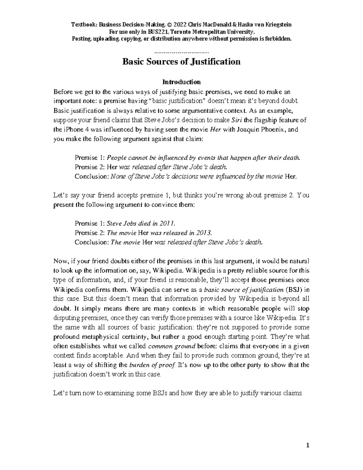 4.2. Basic Sources of Justification and Expressing Belief - For use ...