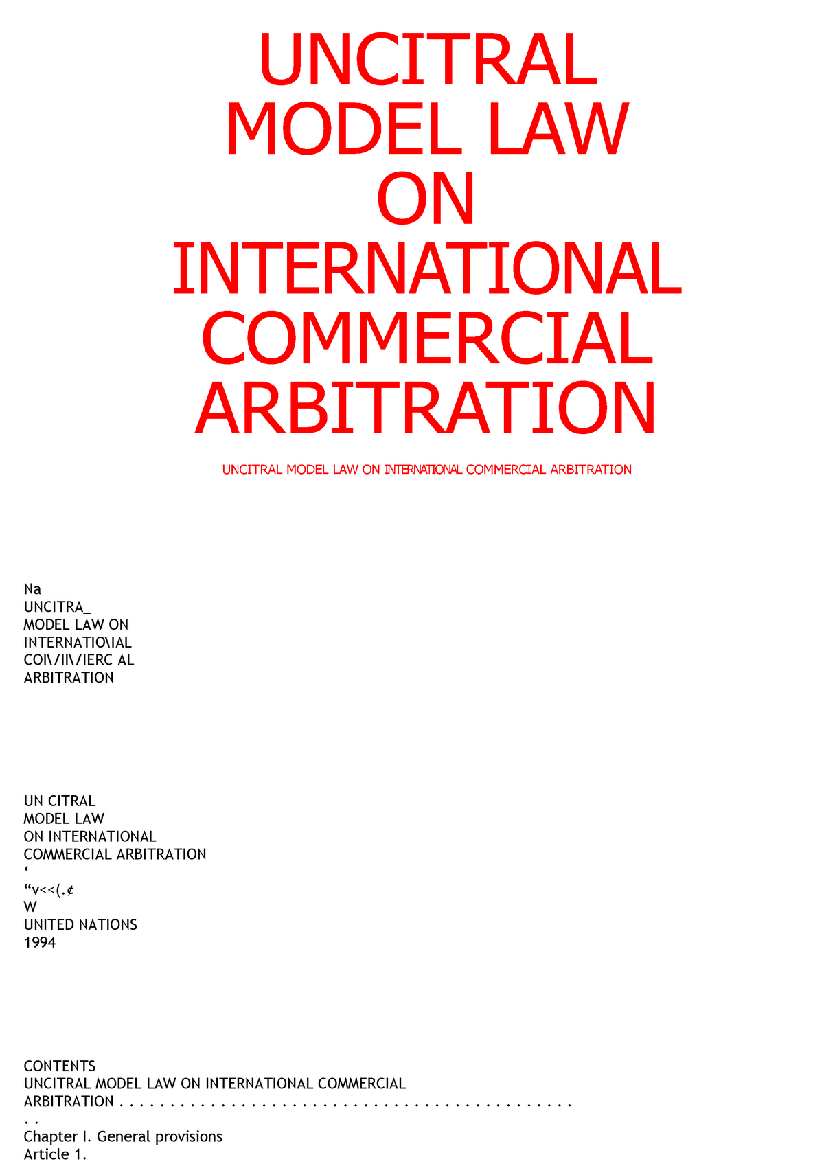 1994 Uncitral Model Law On International Commercial Arbitration Bba Studocu