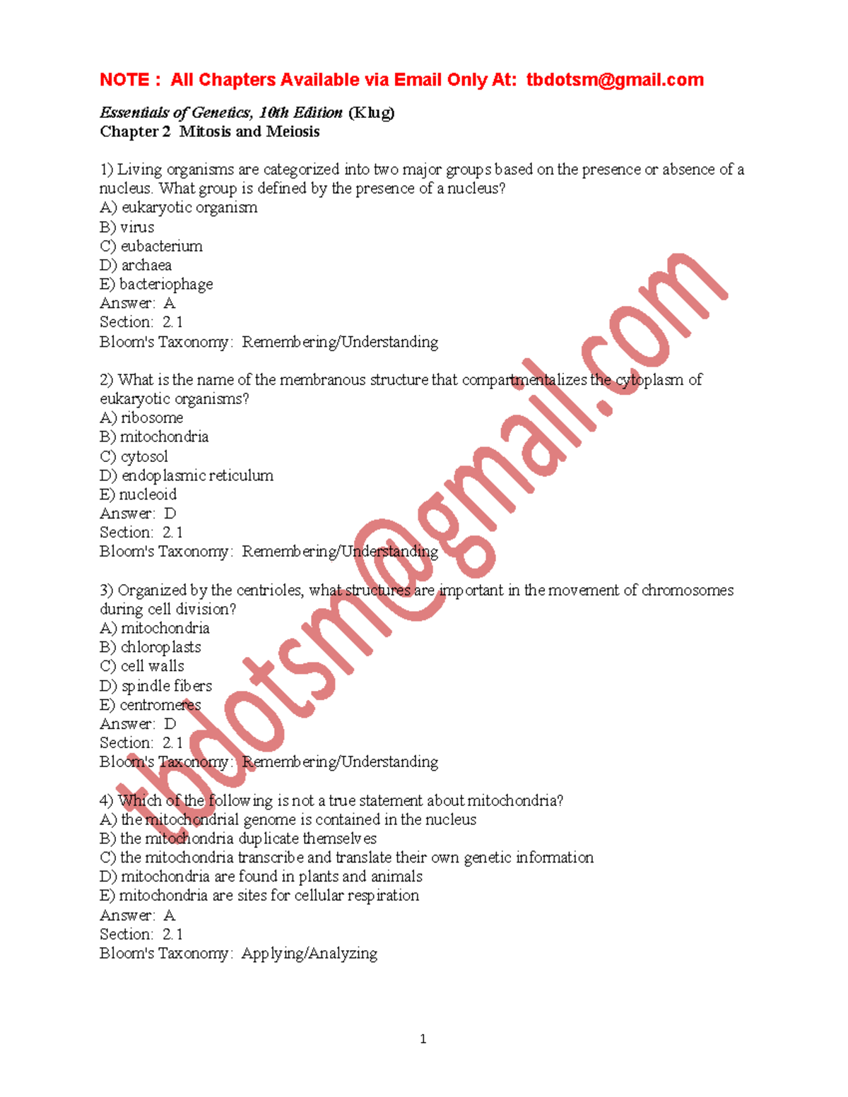 Solutions And Test Bank For Essentials Of Genetics 10th Edition By ...