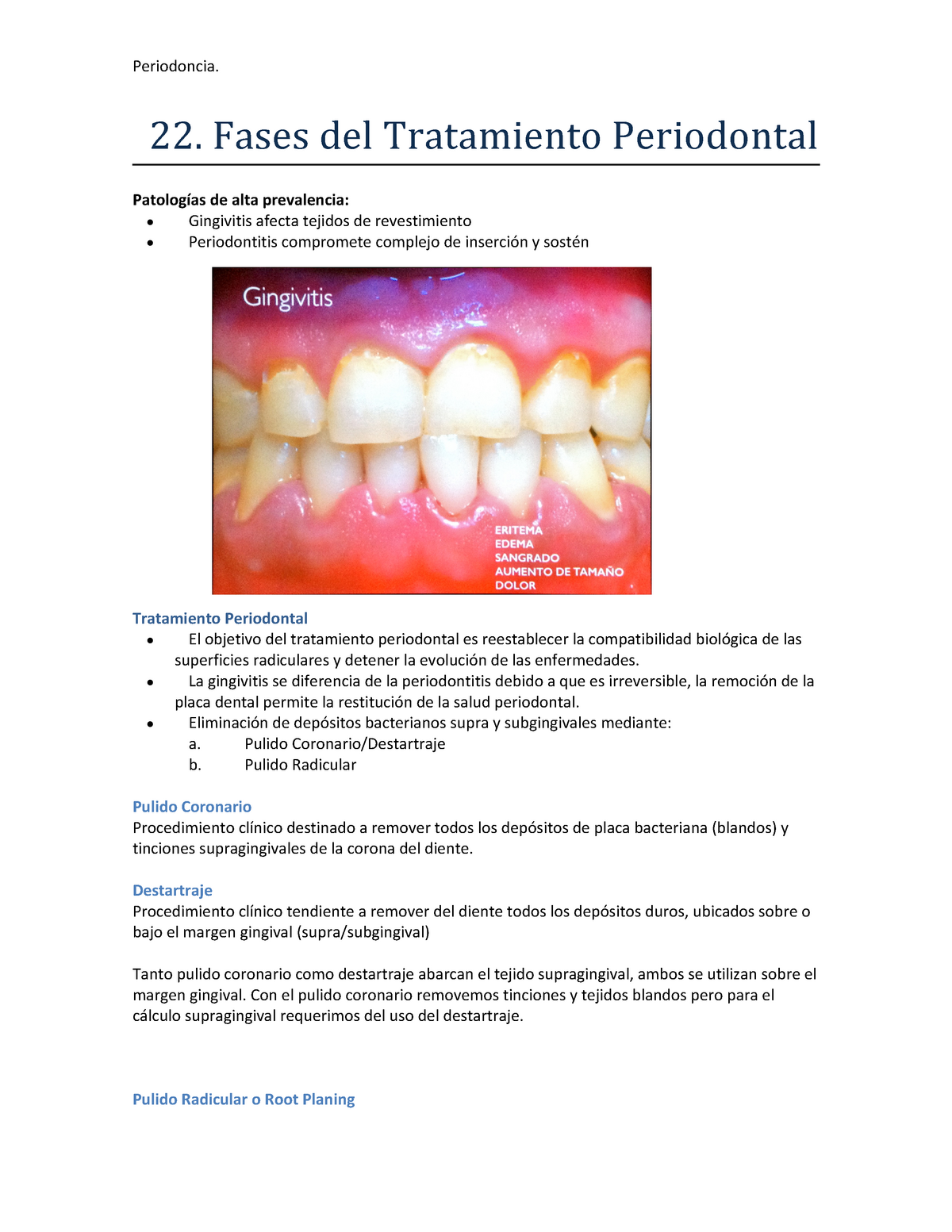 Clase 22 Fases Del Tratamiento Periodontal Studocu