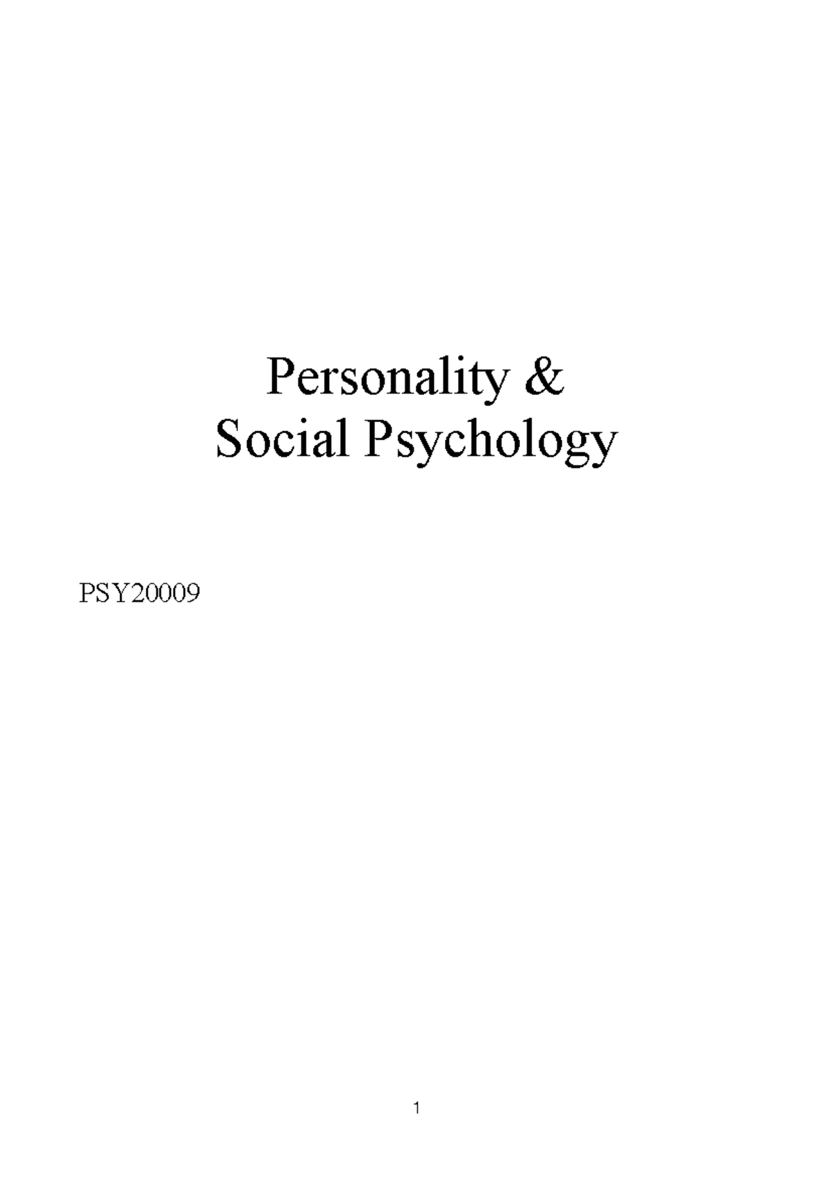 Personality & Social Psychology - Personality & Social Psychology PSY ...