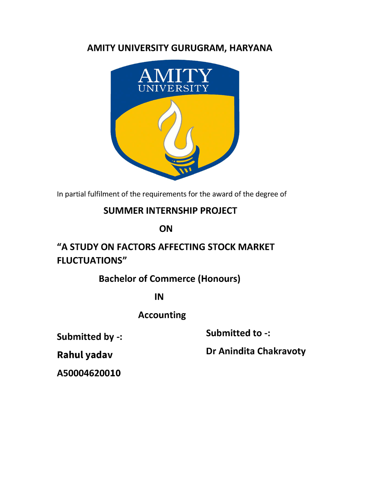 Rahul yadav summer internship report AMITY UNIVERSITY GURUGRAM