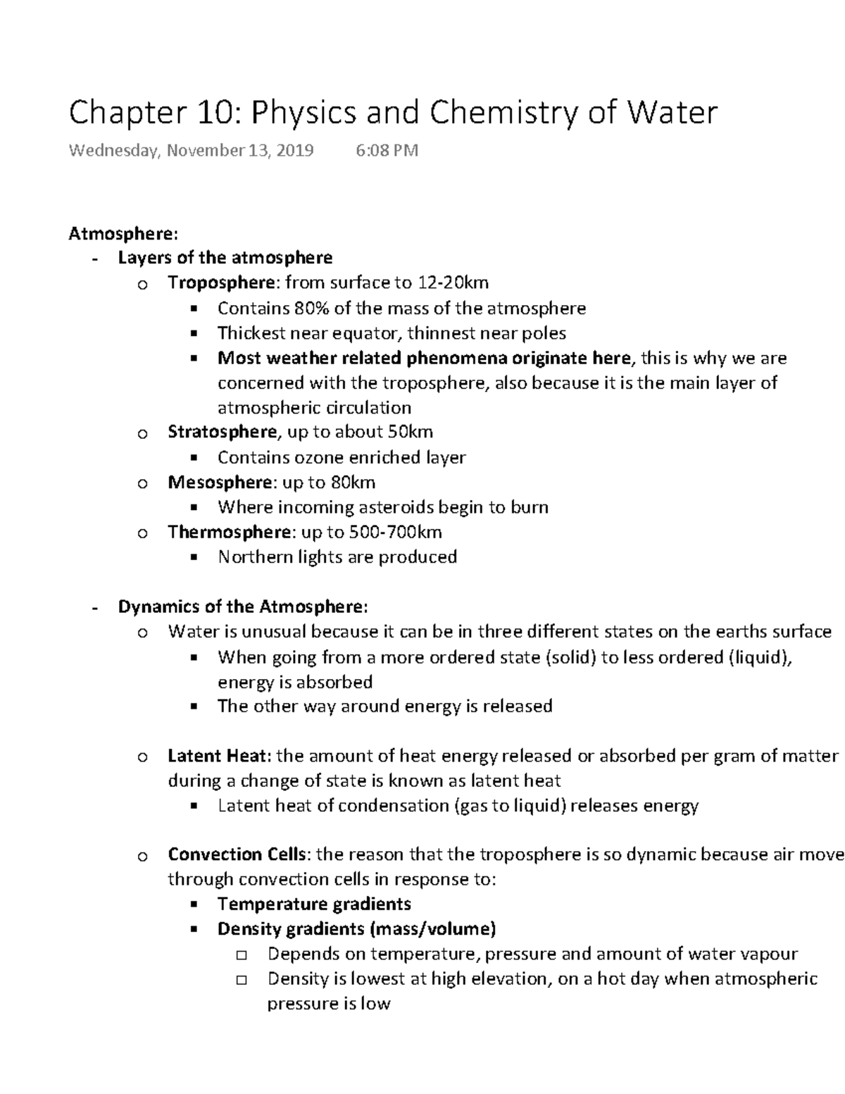 Chapter 10 Physics and Chemistry of Water Warning TT undefined