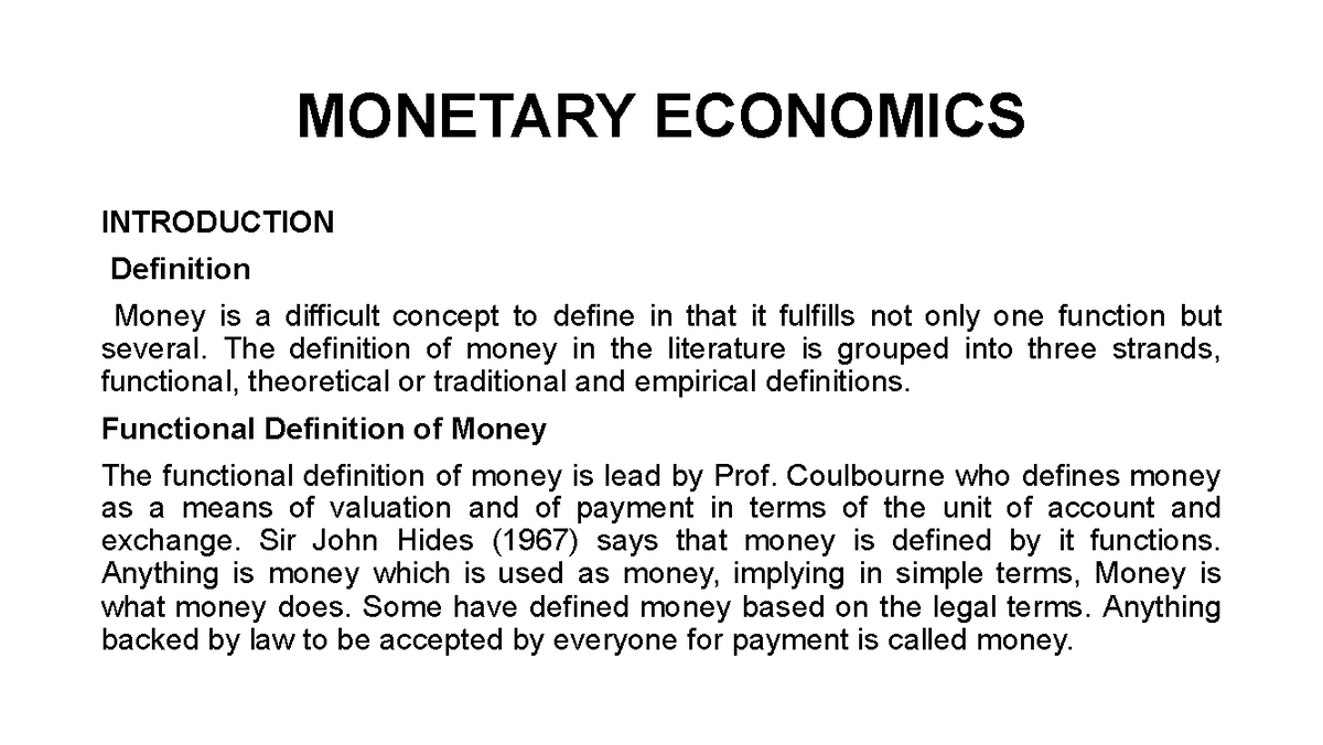 monetary economics research topics