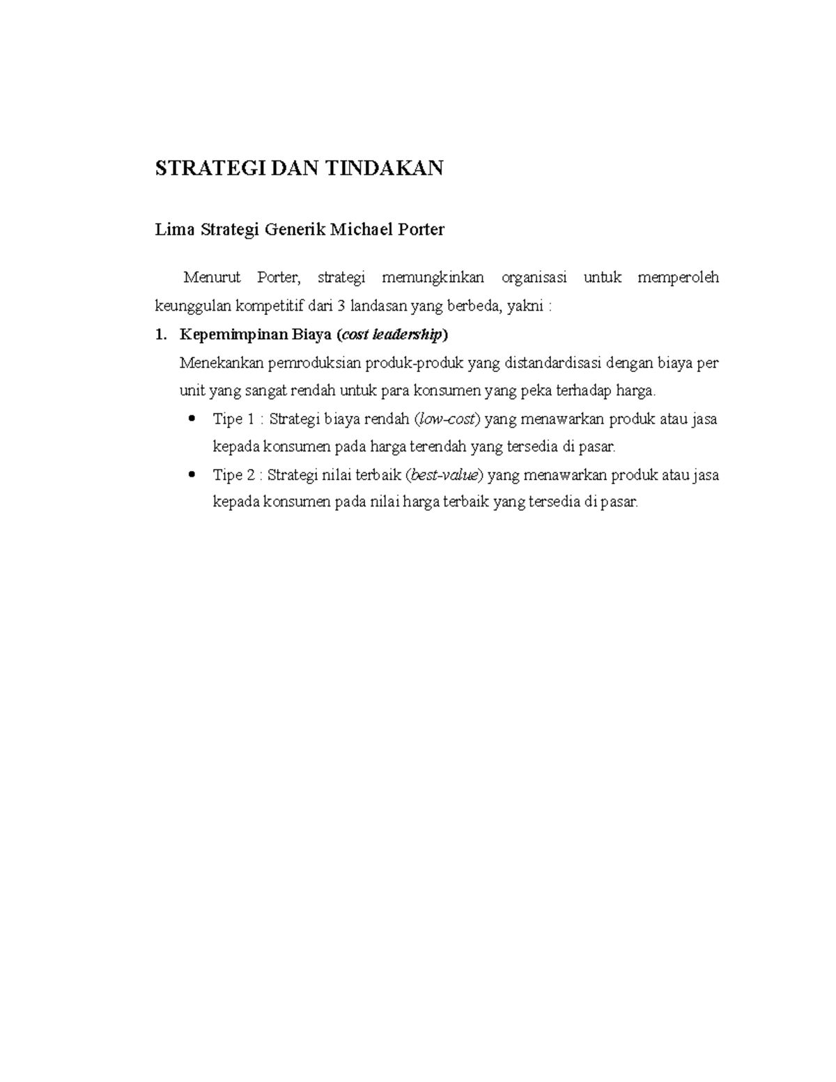 Rangkuman Manajemen Strategi Bab 10 - STRATEGI DAN TINDAKAN Lima ...