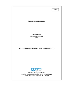 MS02 Management of Human Resources JAN 2021 - IGNOU MBA SOLVED ...