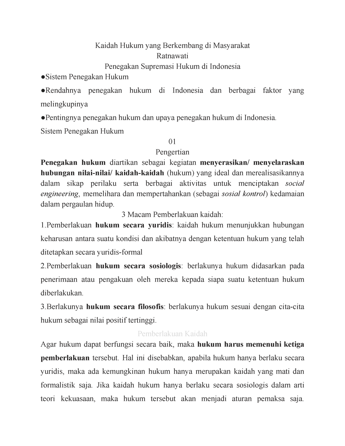 Kaidah Hukum Indonesia Kaidah Hukum Yang Berkembang Di Masyarakat