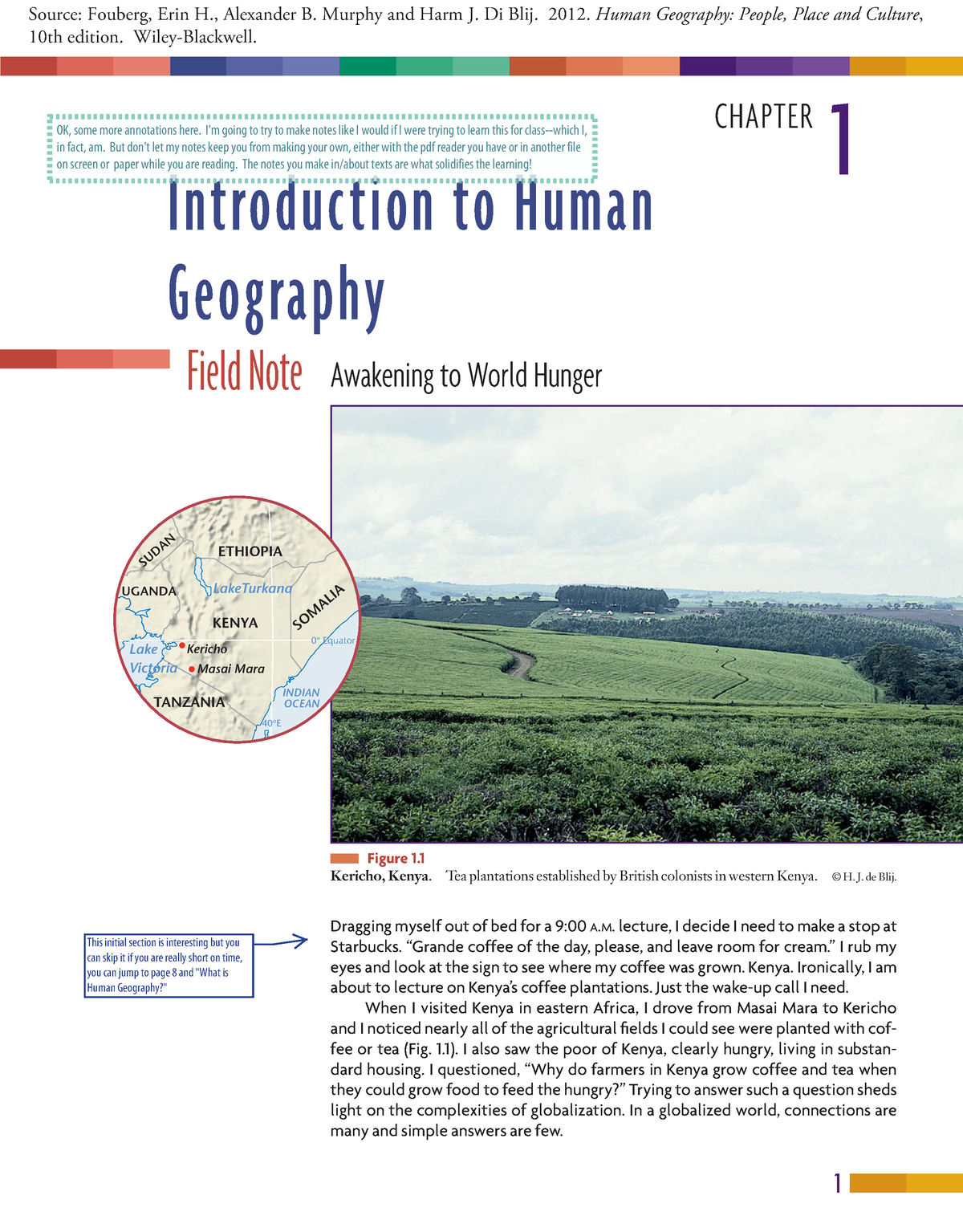 Hon1000-reading-fouberg, Murphy And Di Blij-chapter 1 Introduction To 