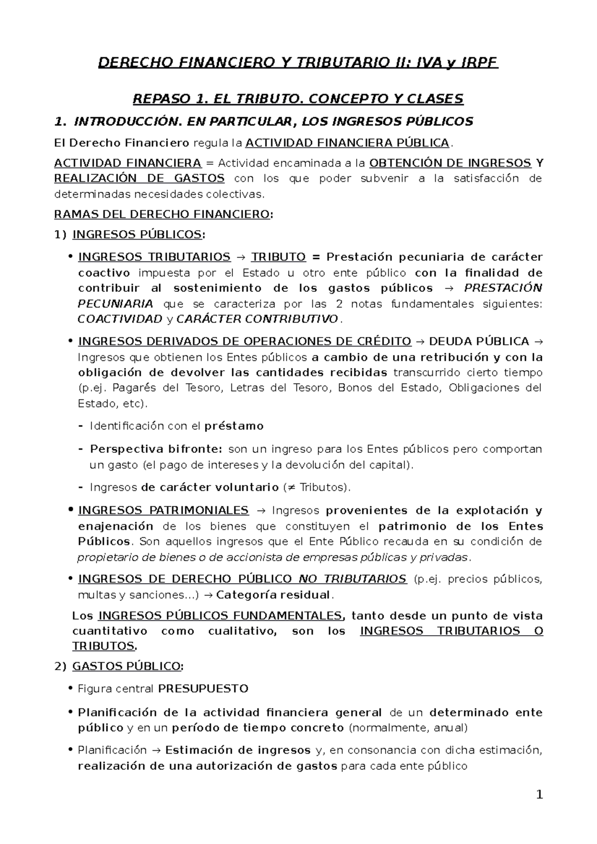 Resuemen Temario Irpf Con Casos Practicos Derecho Financiero Y