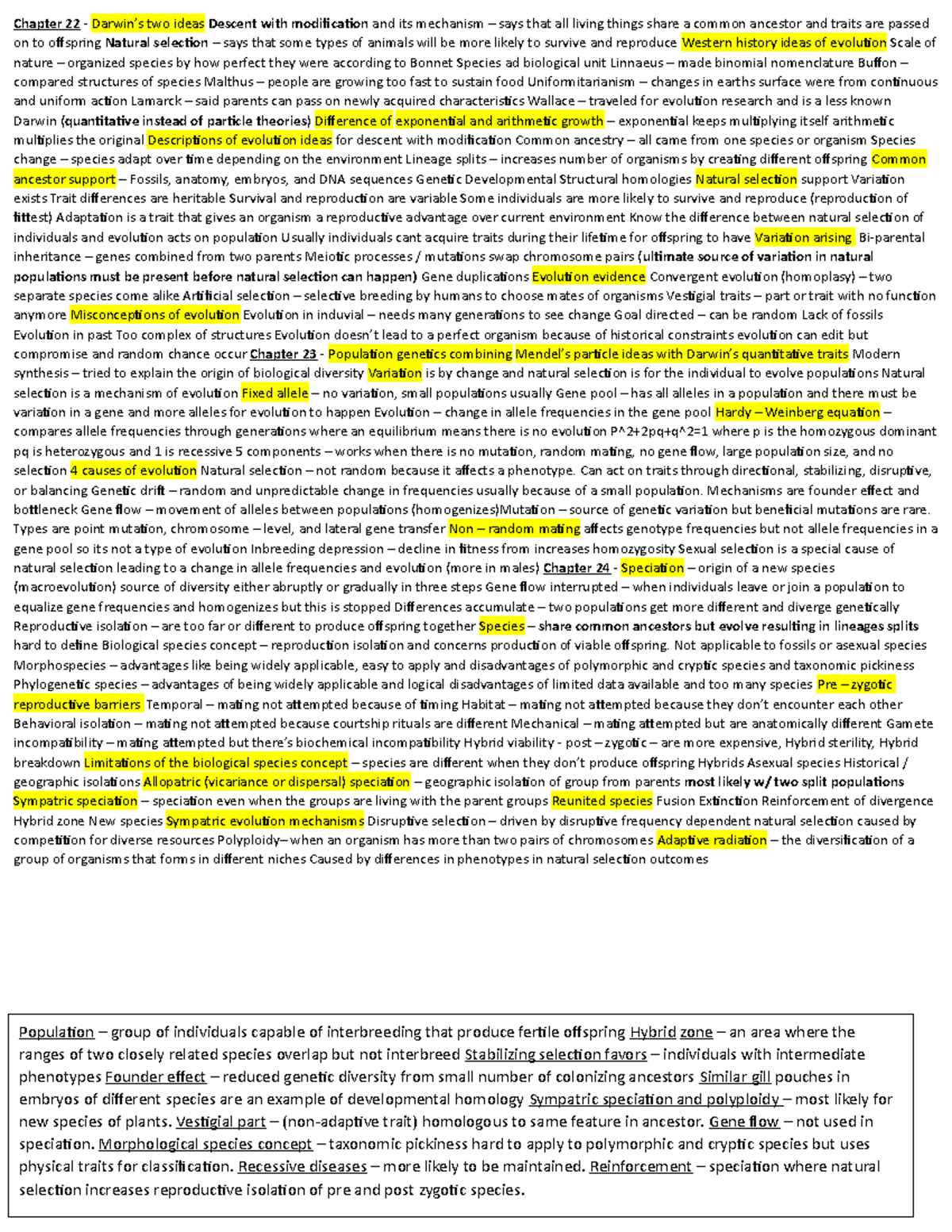Bio test 6 study guide - This document contains a condensed version of ...