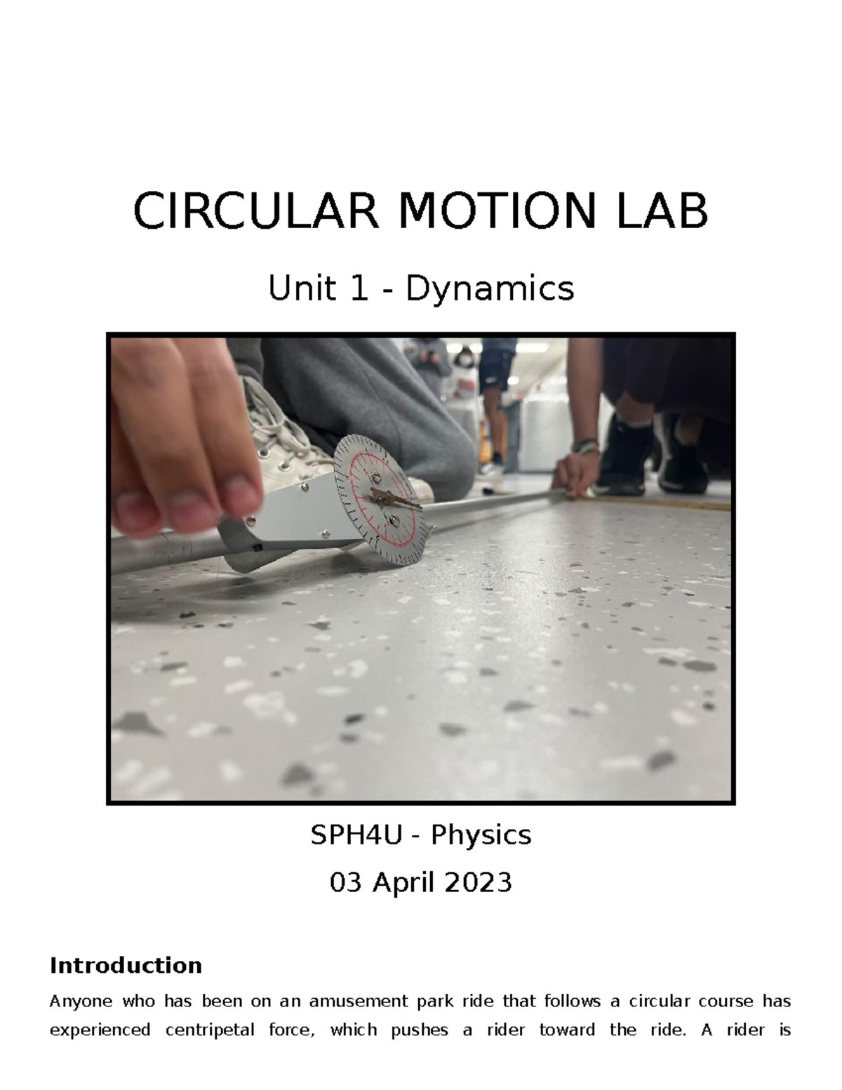 circular motion experiment equipment