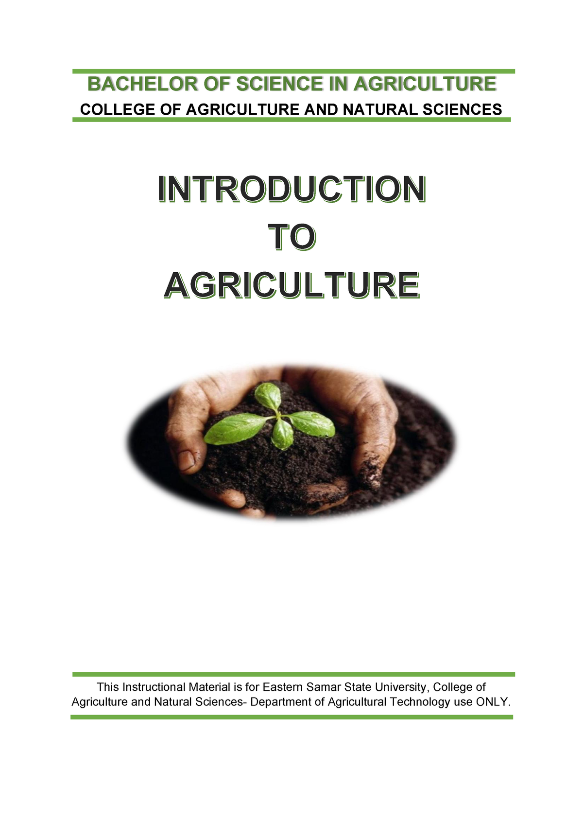 introduction to agriculture essay
