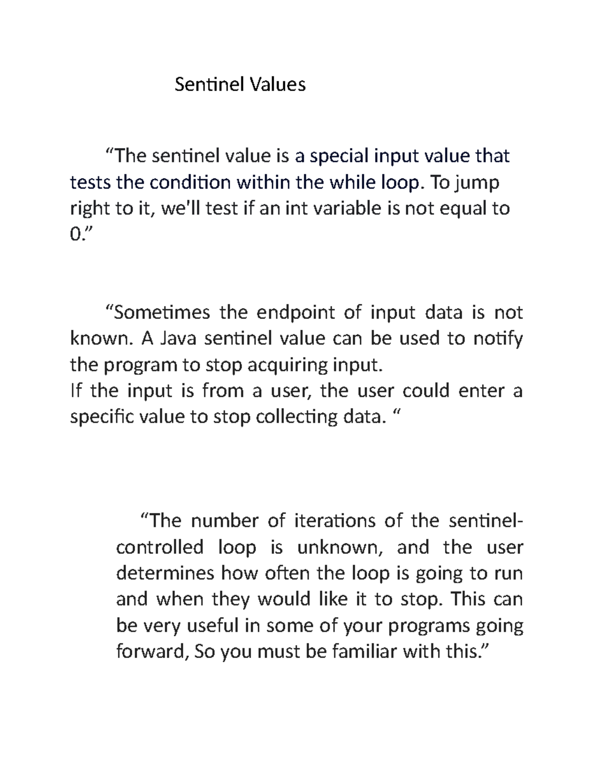 java-programming-2nd-java-notes-sentinel-values-the-sentinel-value