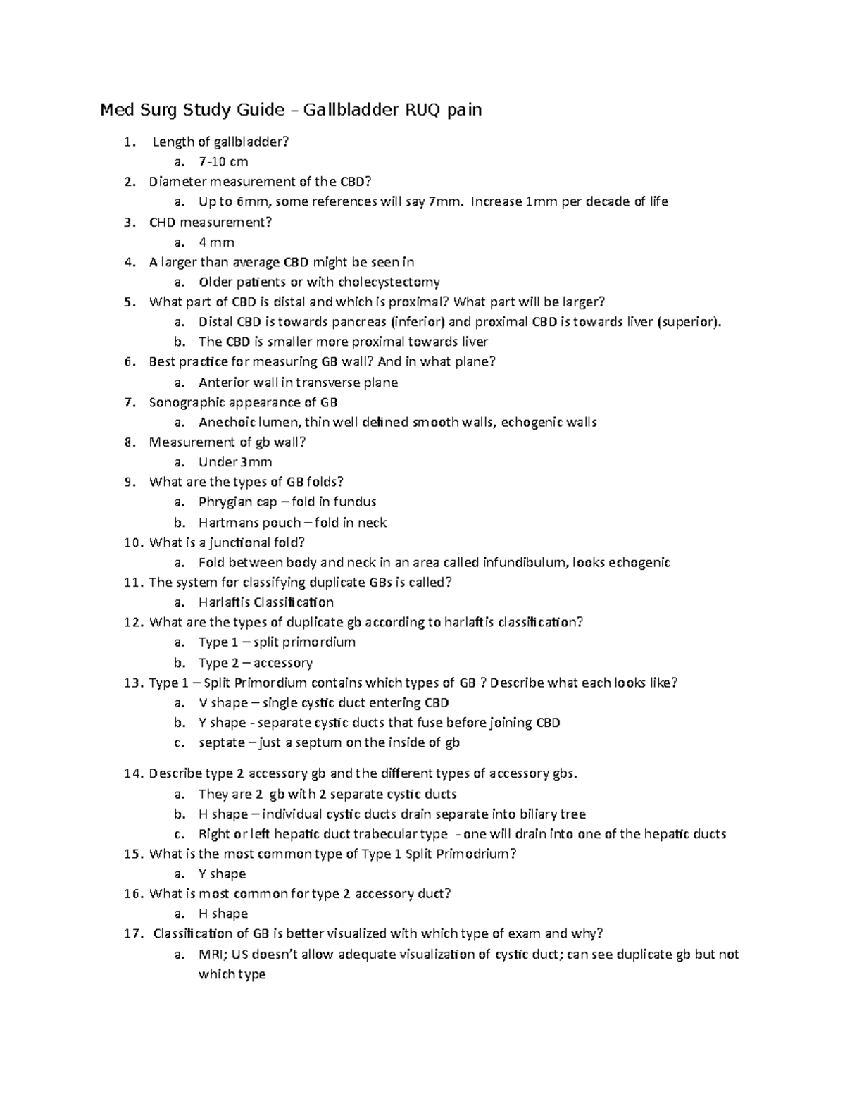 Medsurg GB study guide - Lecture Information overview - Med Surg Study