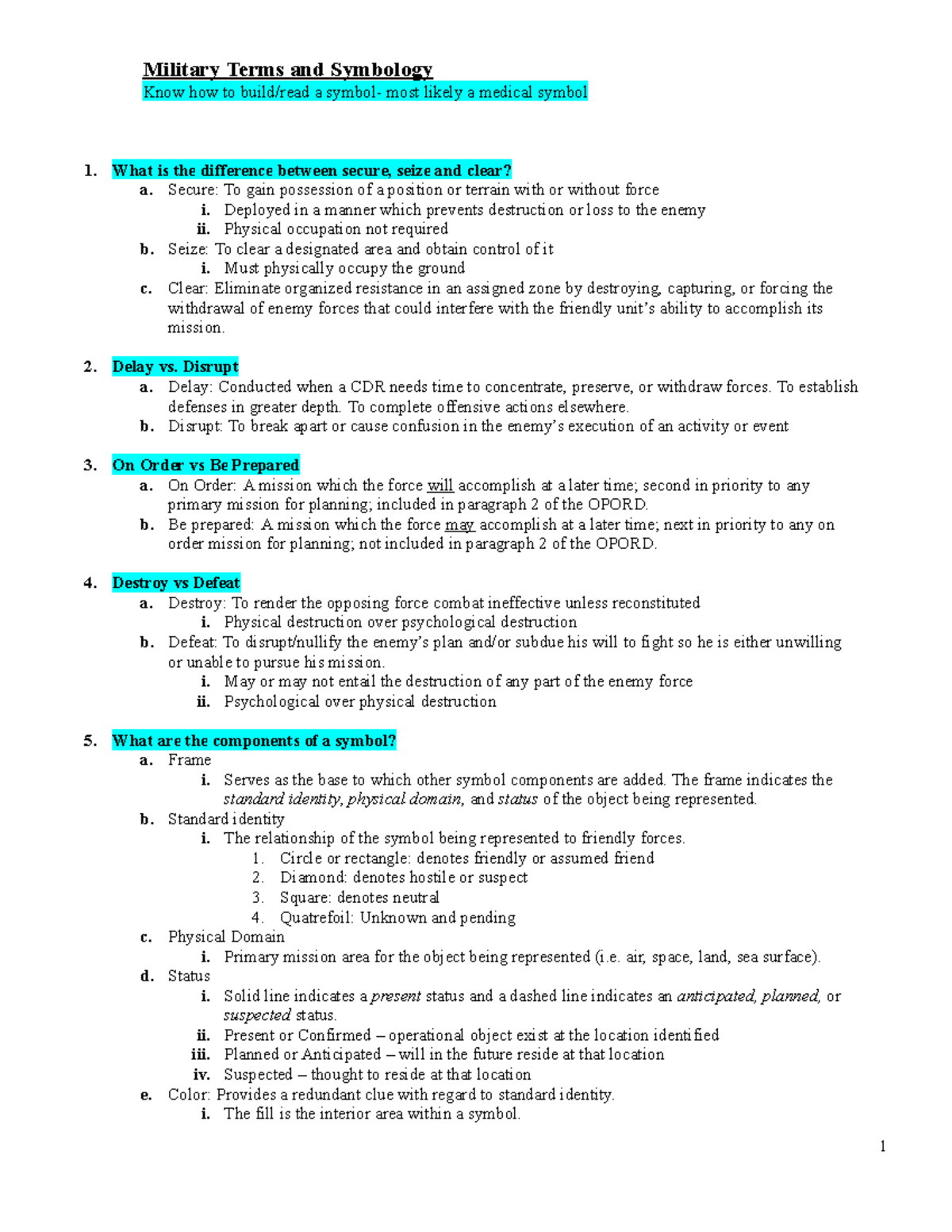 ELO based study guide 2 - Military Terms and Symbology Know how to ...
