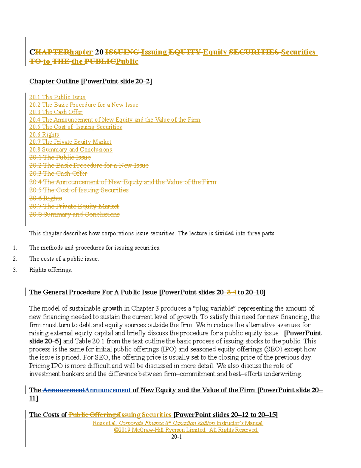 Ross CF 8ce IM Ch20 - Lecture notes- financial controllership ...