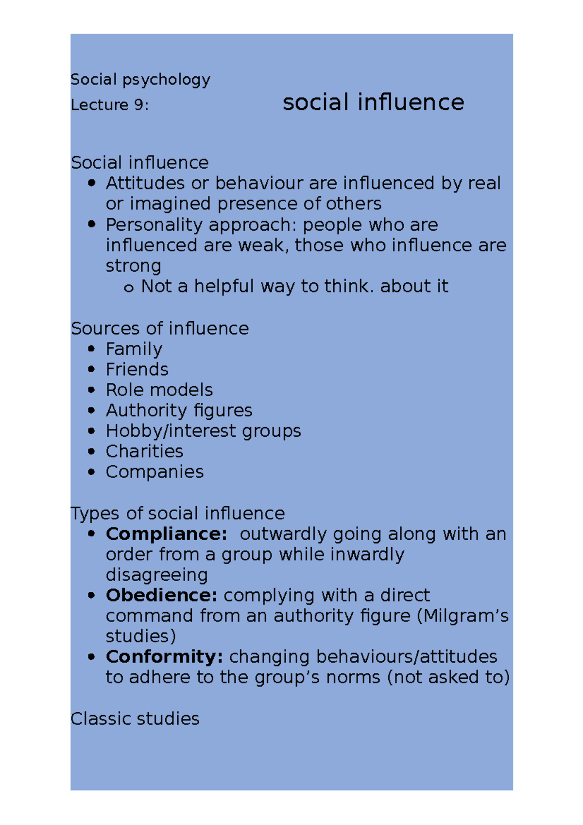 social influence psychology case study