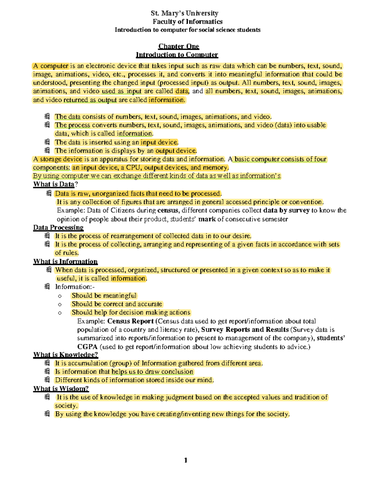 Chapter 1 - Introduction to computer - Faculty of Informatics ...