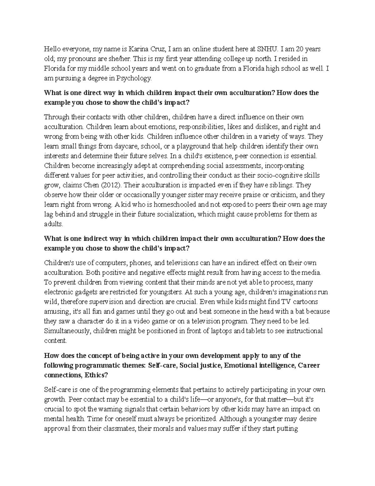 PSY Discussion 1 - Please Don't Copy - Hello everyone, my name is ...