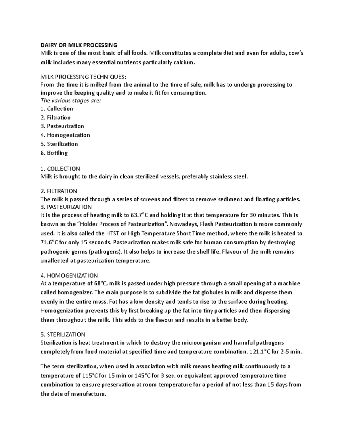 Quality evaluation of different food materials - DAIRY OR MILK ...