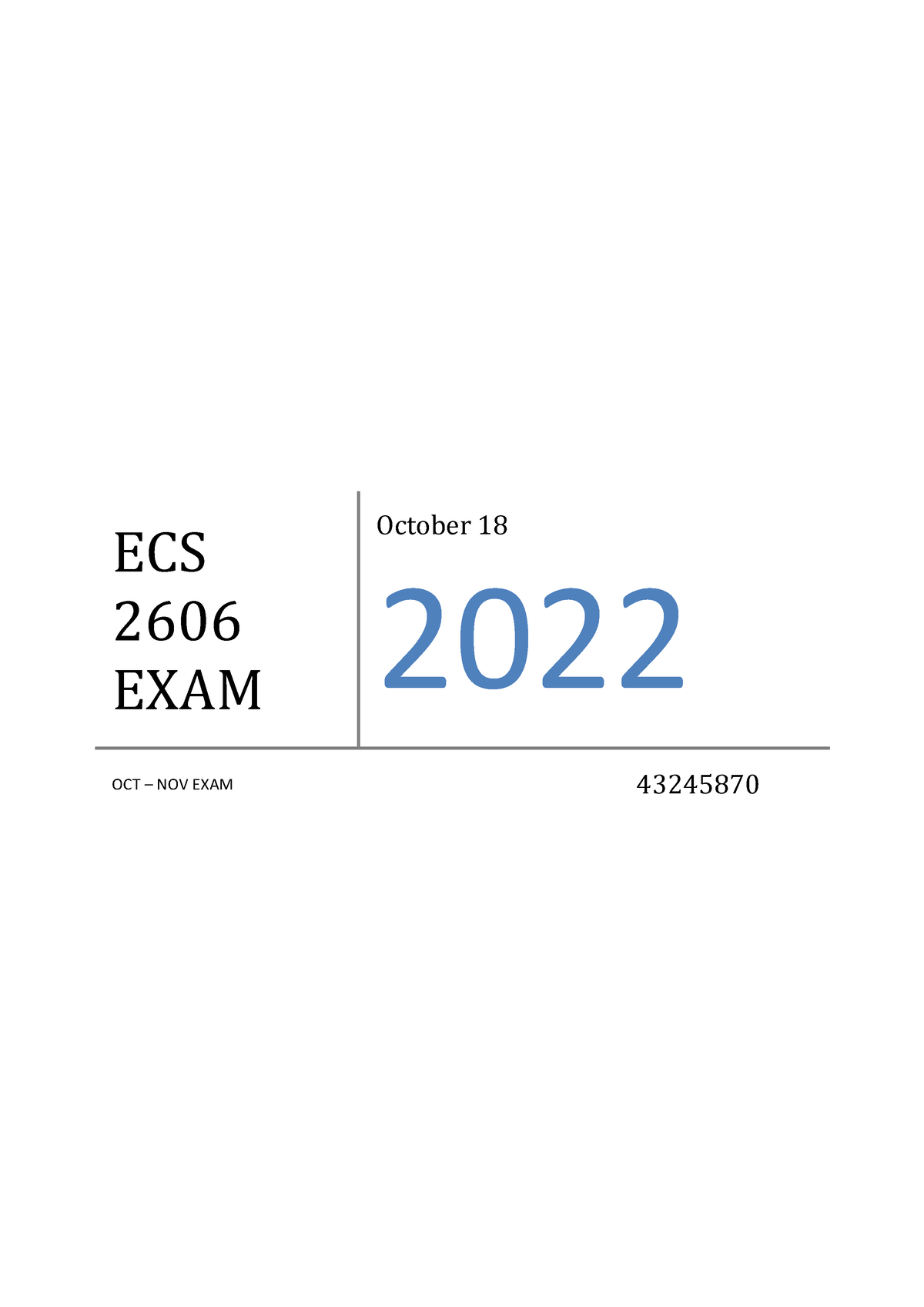 ECS2606 OCT NOV EXAM Past exam paper and possible questions ECS