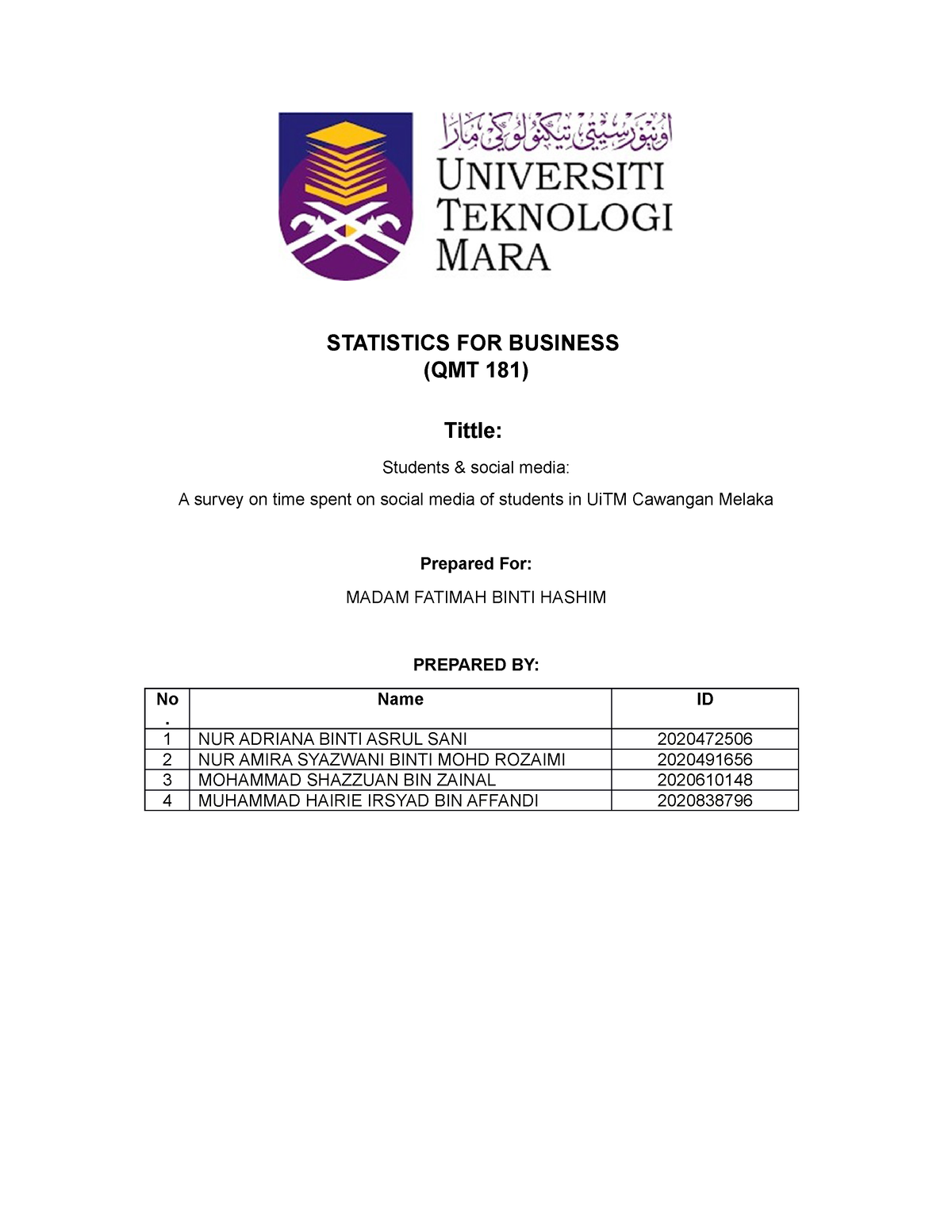 qmt181 group assignment