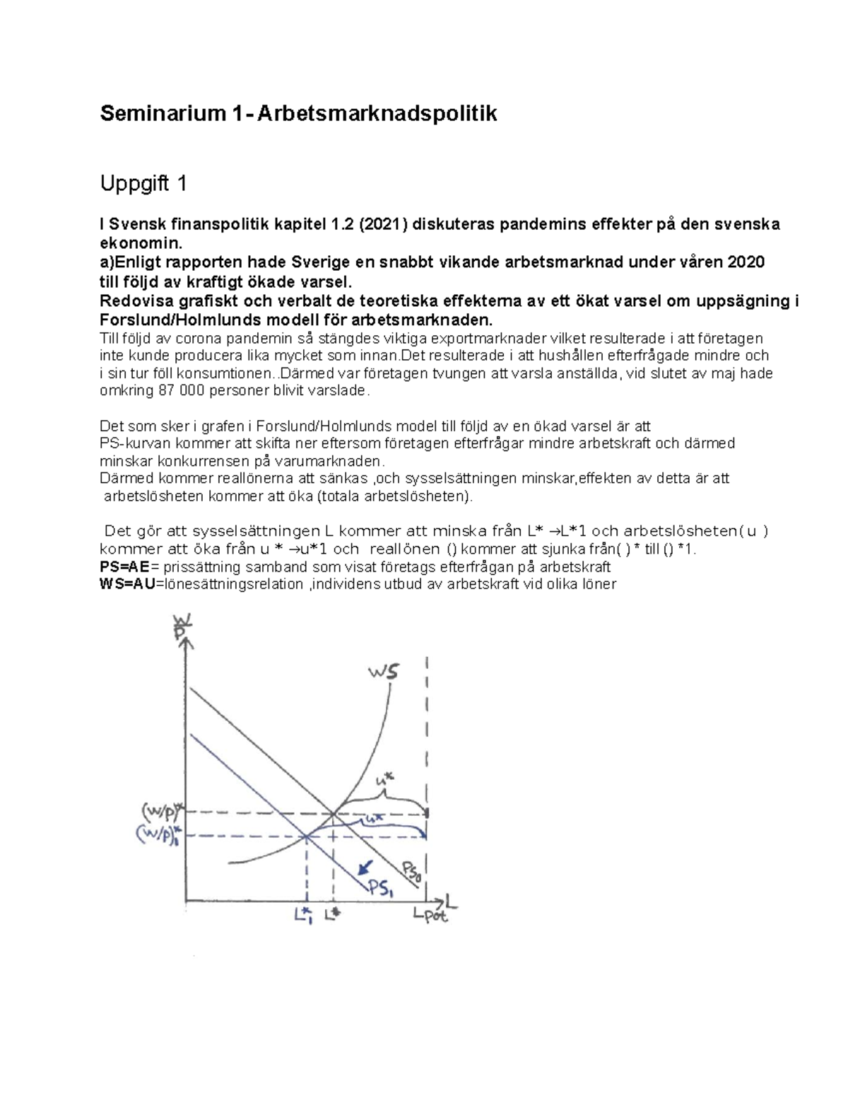 Seminarium 1- Arbetsmarknadspolitik - Seminarium 1 ...