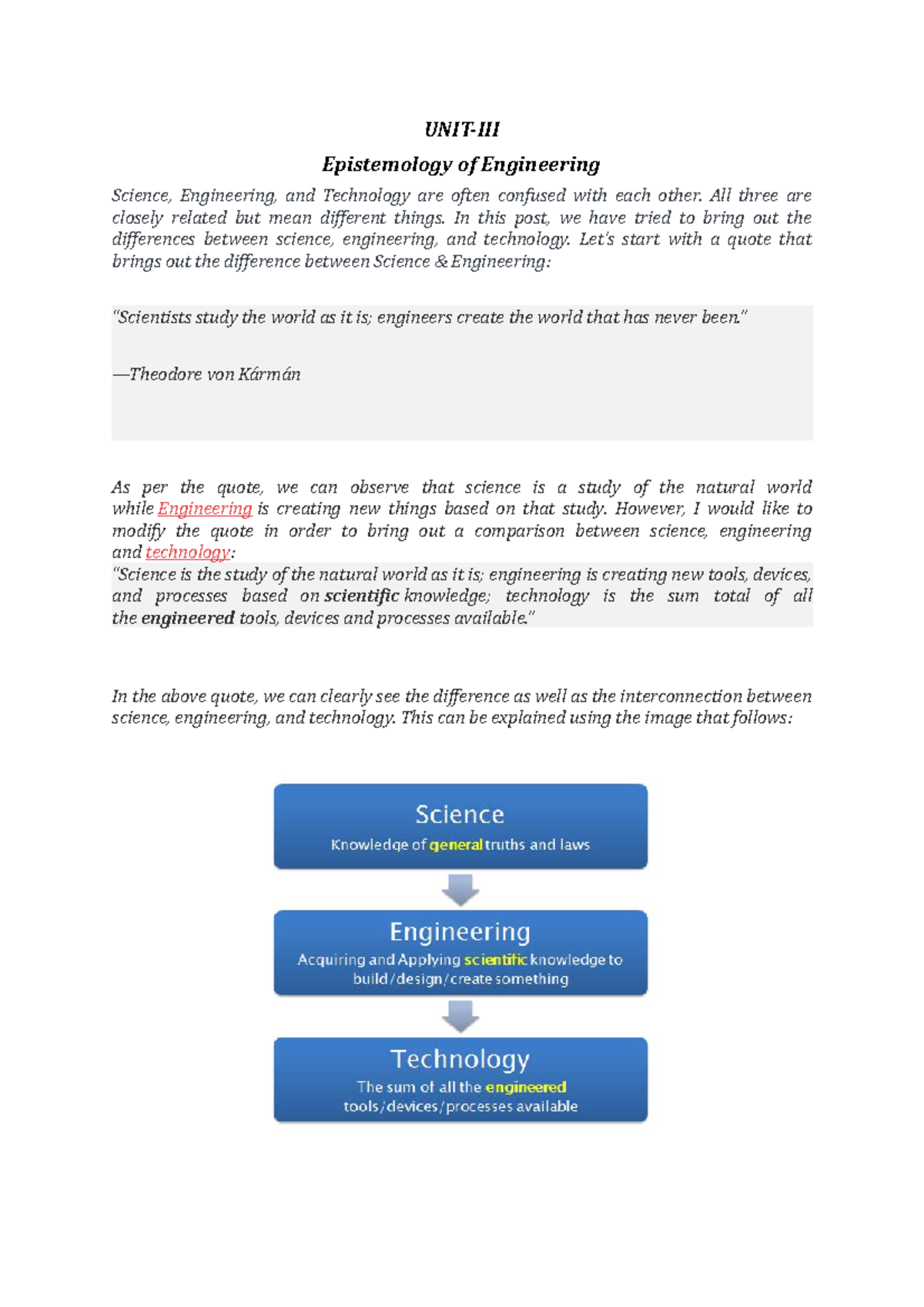 Unit 3 poe - nothing - UNIT-III Epistemology of Engineering Science ...