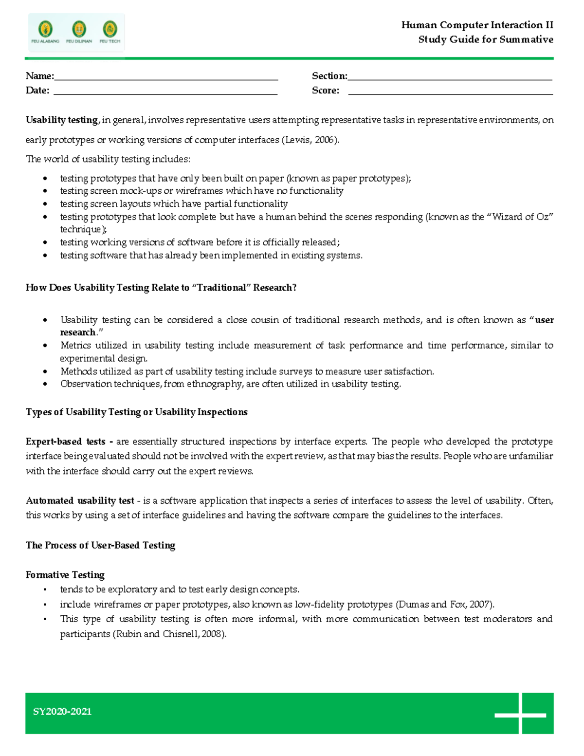 M2 - Study Guide - Human Computer Interaction II Study Guide for ...