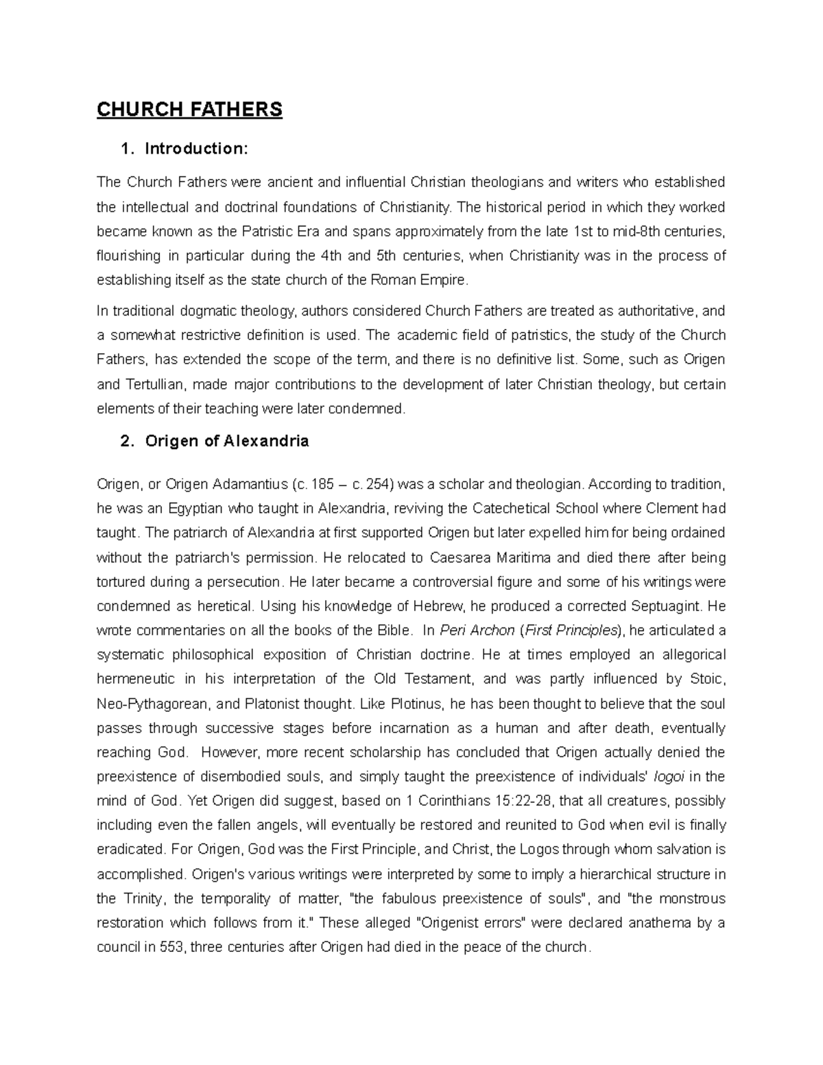 Church Fathers Please refer the book Patrology by Johannes Quasten CHURCH FATHERS 1. Studocu