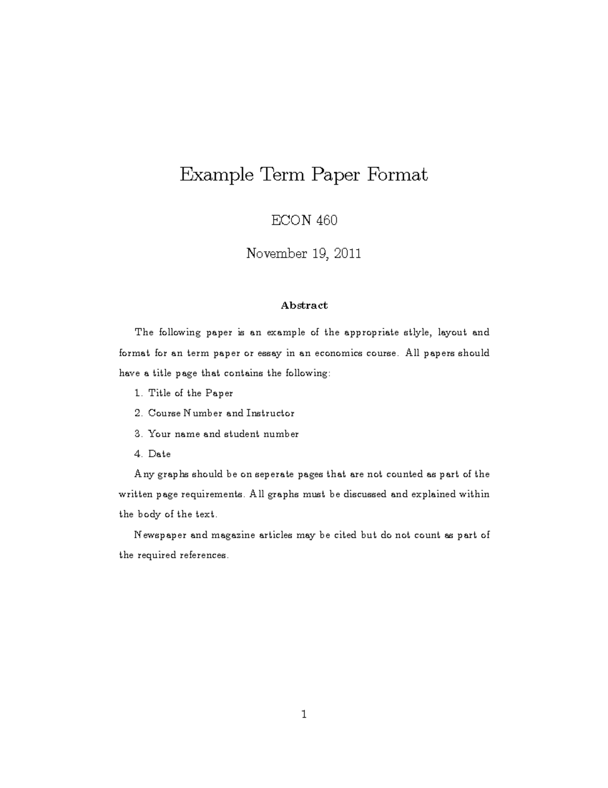460-TERM- Paper- Example - Example Term Paper Format ECON 460 November ...