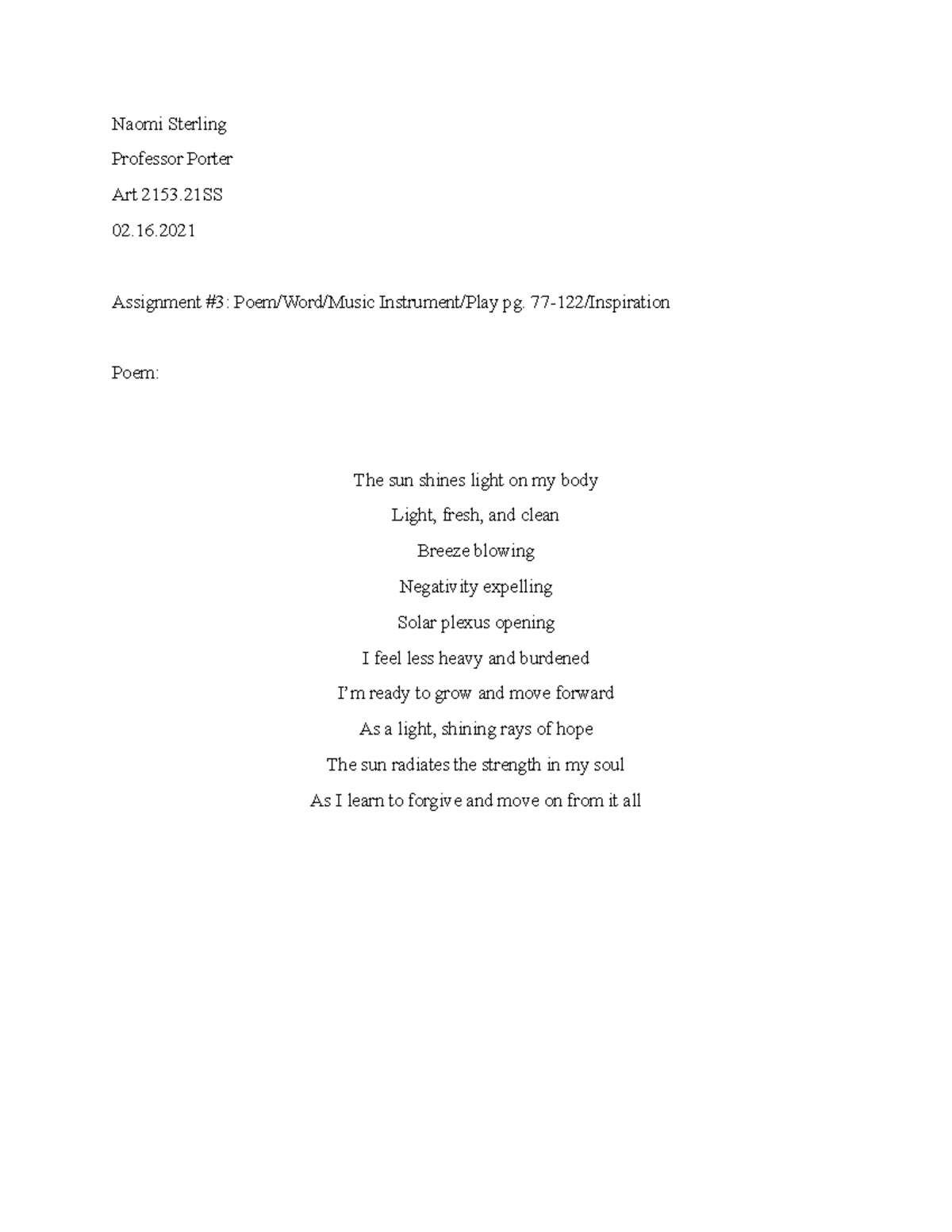 assignment about poem