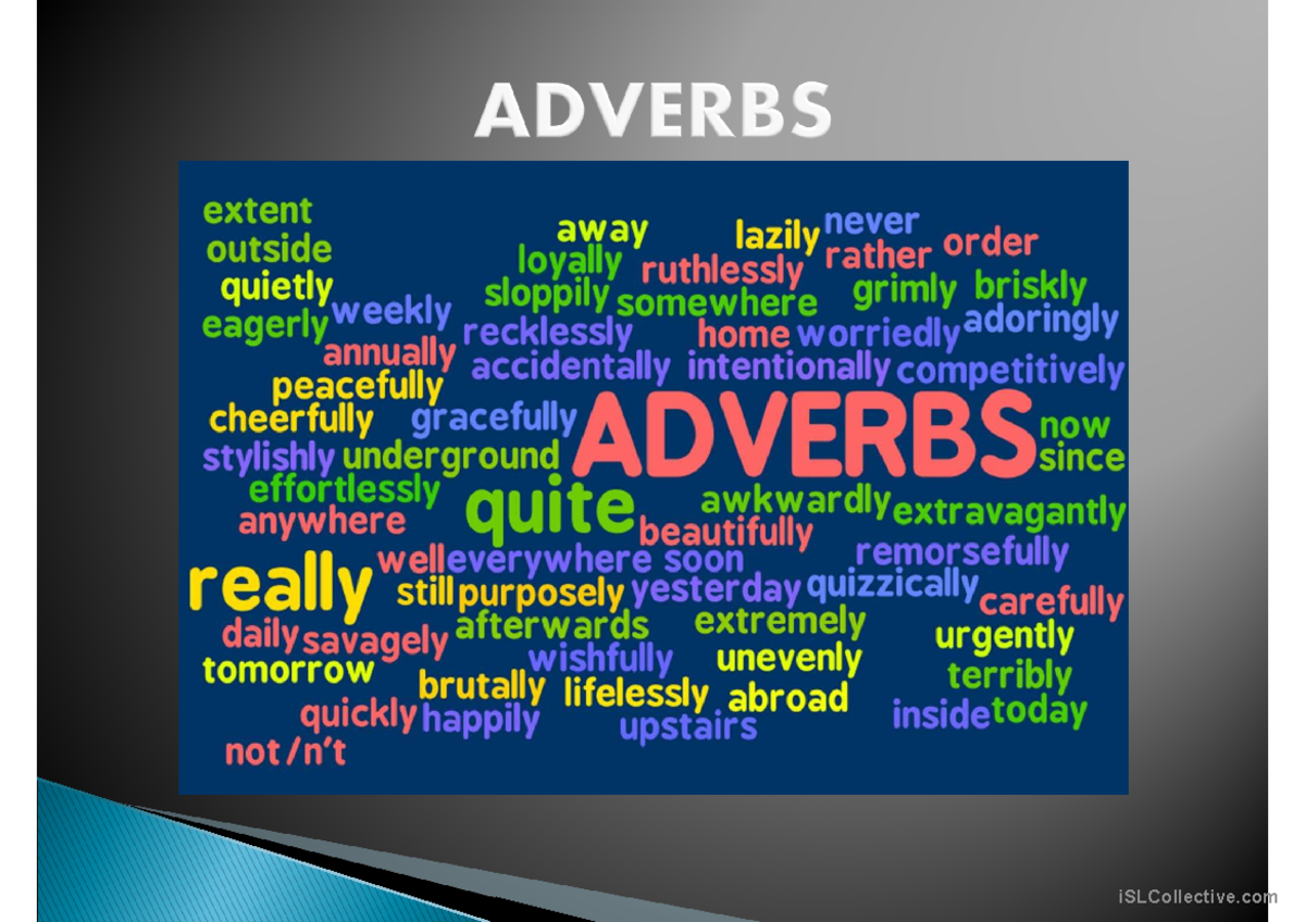 Adverbs - PPt - How does she sing? She sings beautifully. How fast does ...