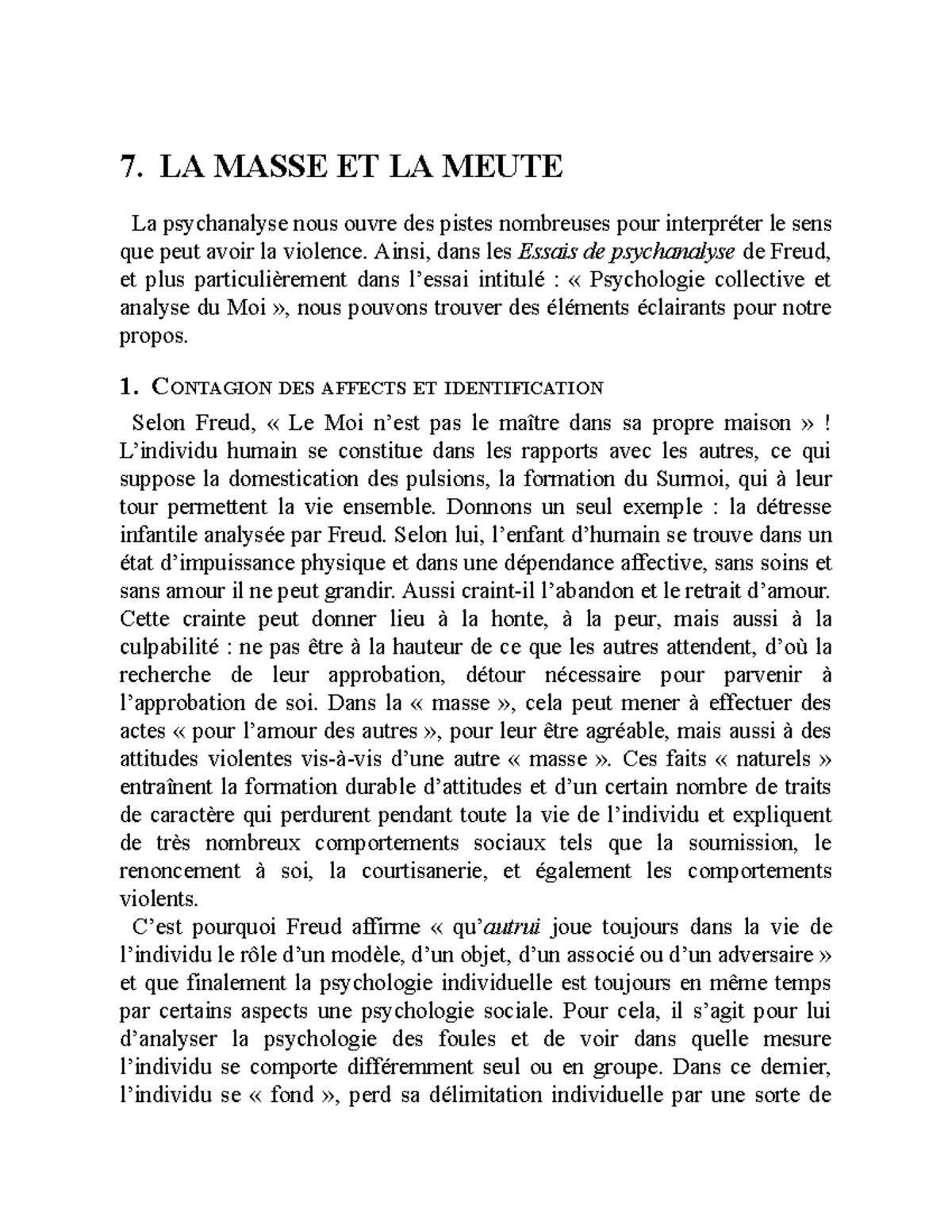 La violence ed1 v1-pages-3 - 7. LA MASSE ET LA MEUTE La psychanalyse ...