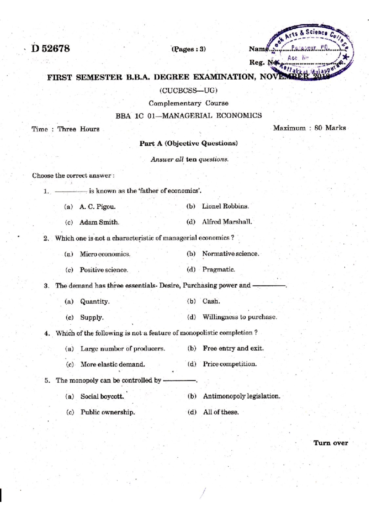 Managerial Economics November 2019 lecture notes - BA Economics - Studocu
