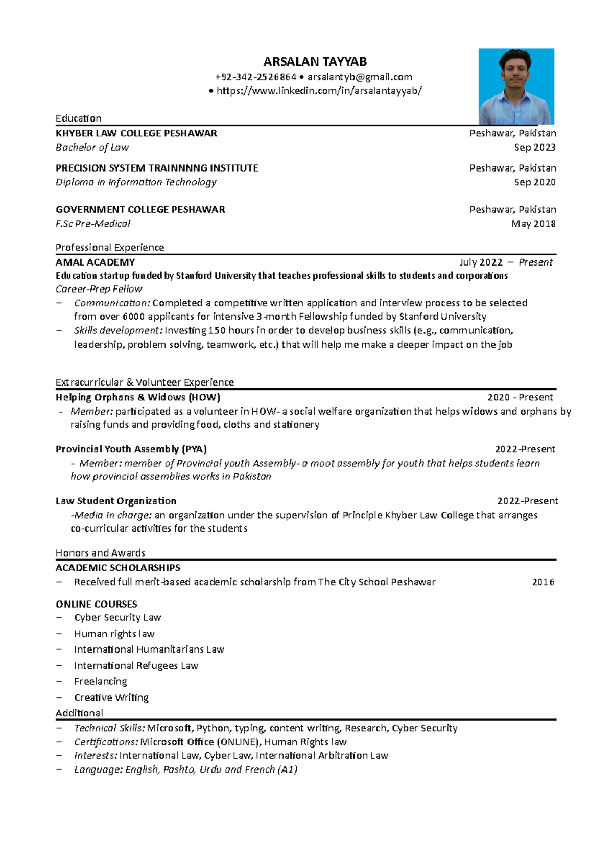 Arsalan cv new - this is the the very important document of this ...