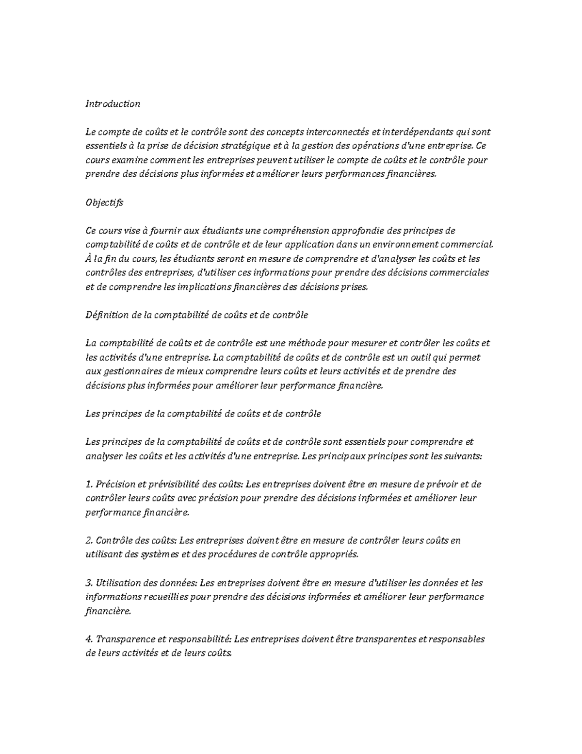 Cost Accounting and Control note study - Introduction Le compte de ...