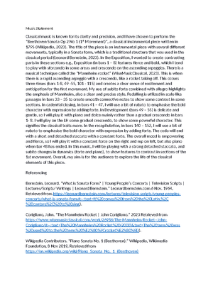 Music Statement Draft - Music Statement “Classical music is known for ...