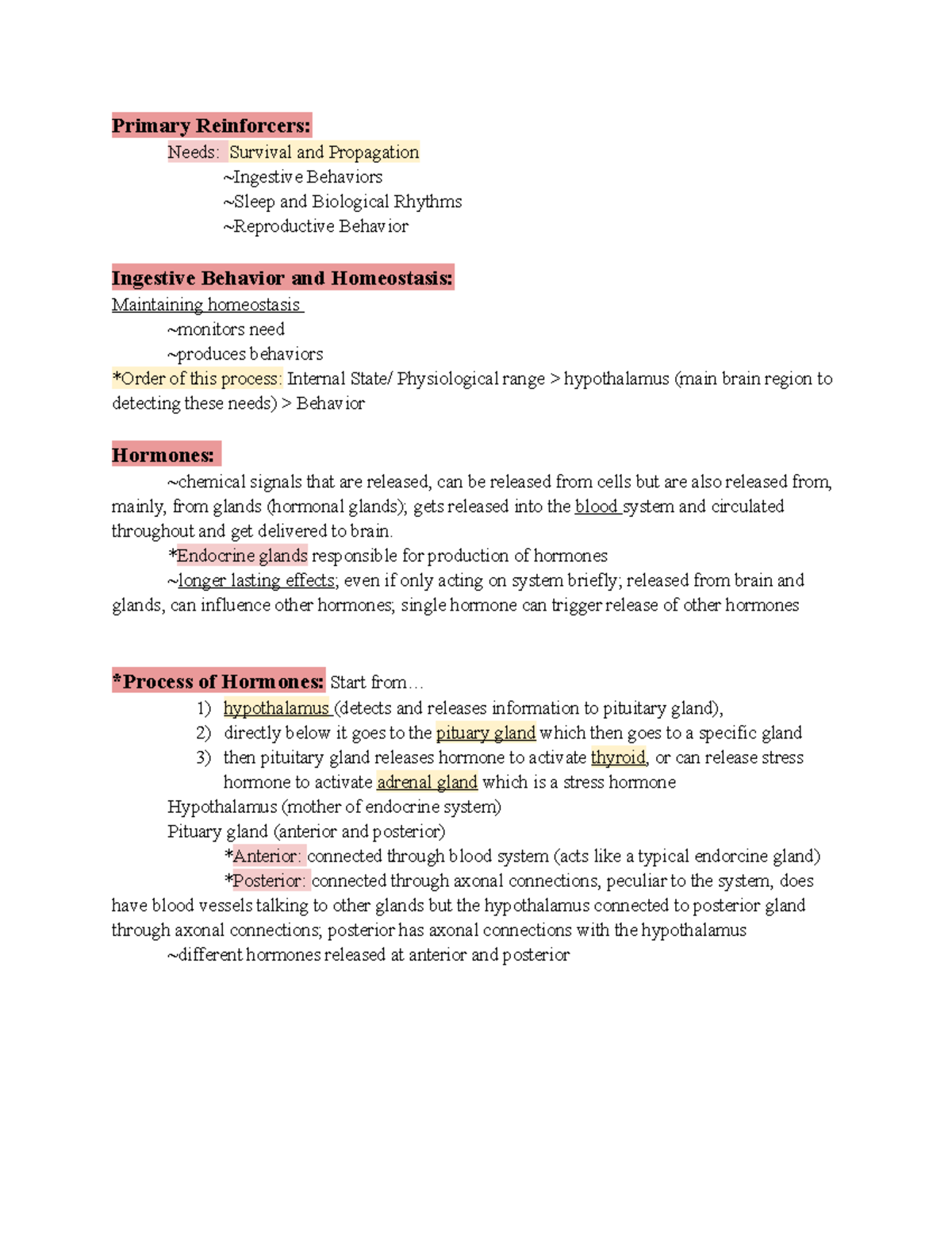 UNIT Three BIO - none - Primary Reinforcers: Needs: Survival and ...