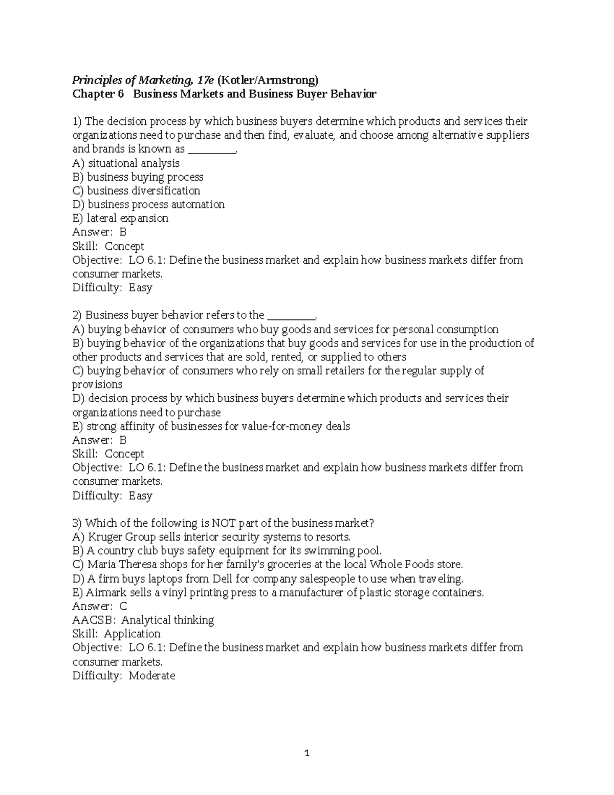 Chapter 6 - Marketing - Principles of Marketing, 17e (Kotler/Armstrong ...