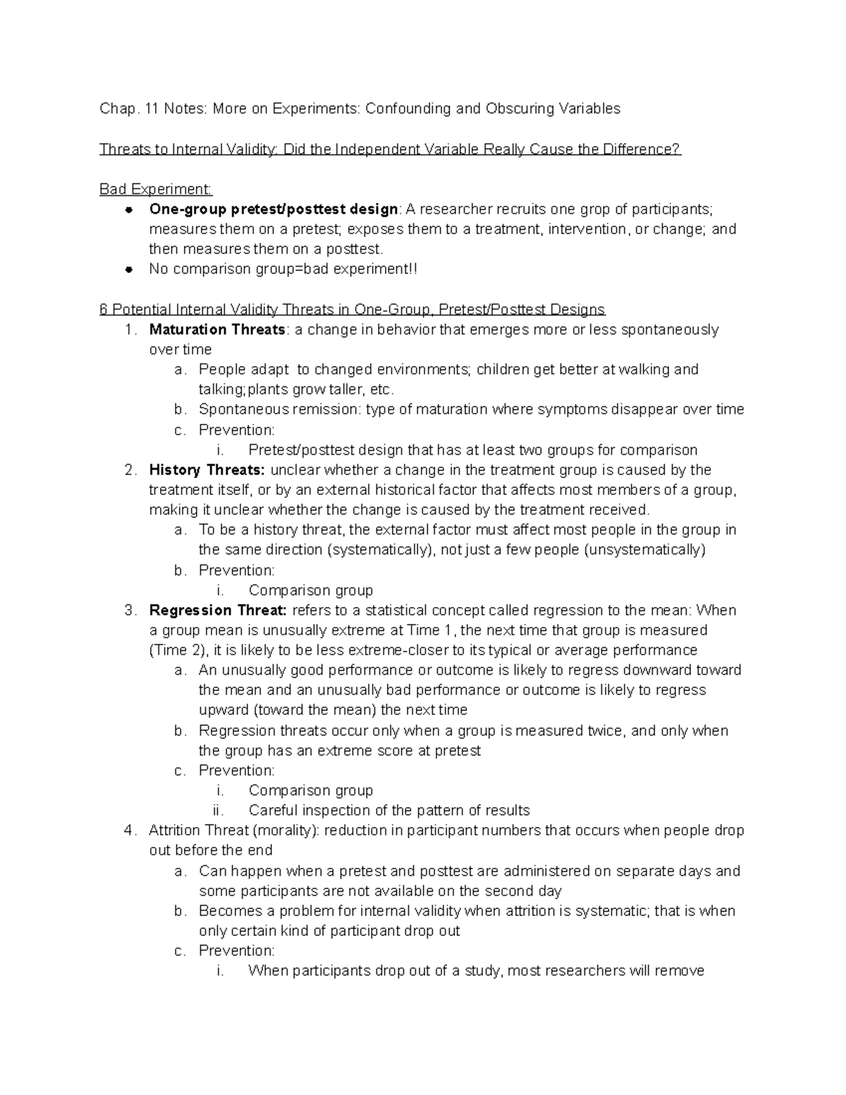 Chap. 11 Notes - Chap. 11 Notes: More on Experiments: Confounding and ...