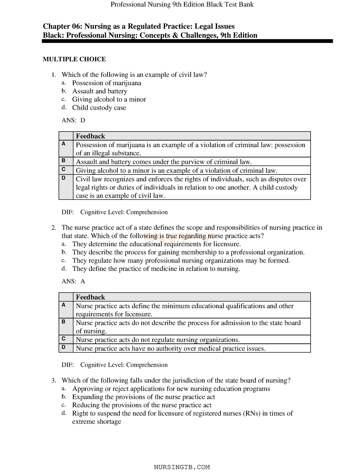 06 - Concepts Chapter 6 Review - NURSINGTB Chapter 06: Nursing As A ...