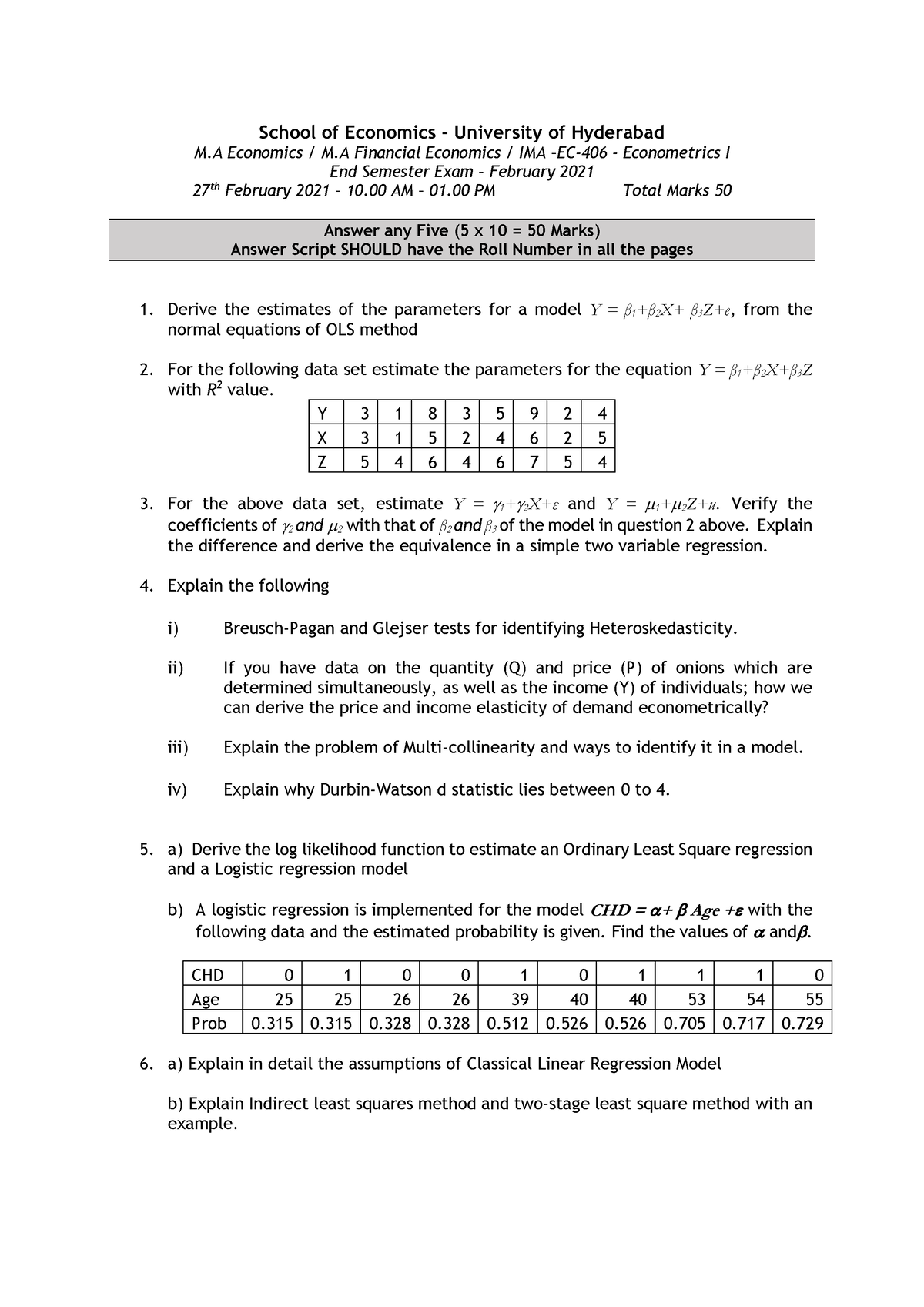 phd entrance exam question papers economics with answers