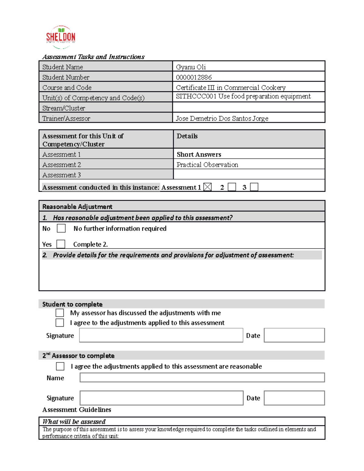 Assessment 1 Sithccc 001 -Short Answers - Assessment Tasks and ...