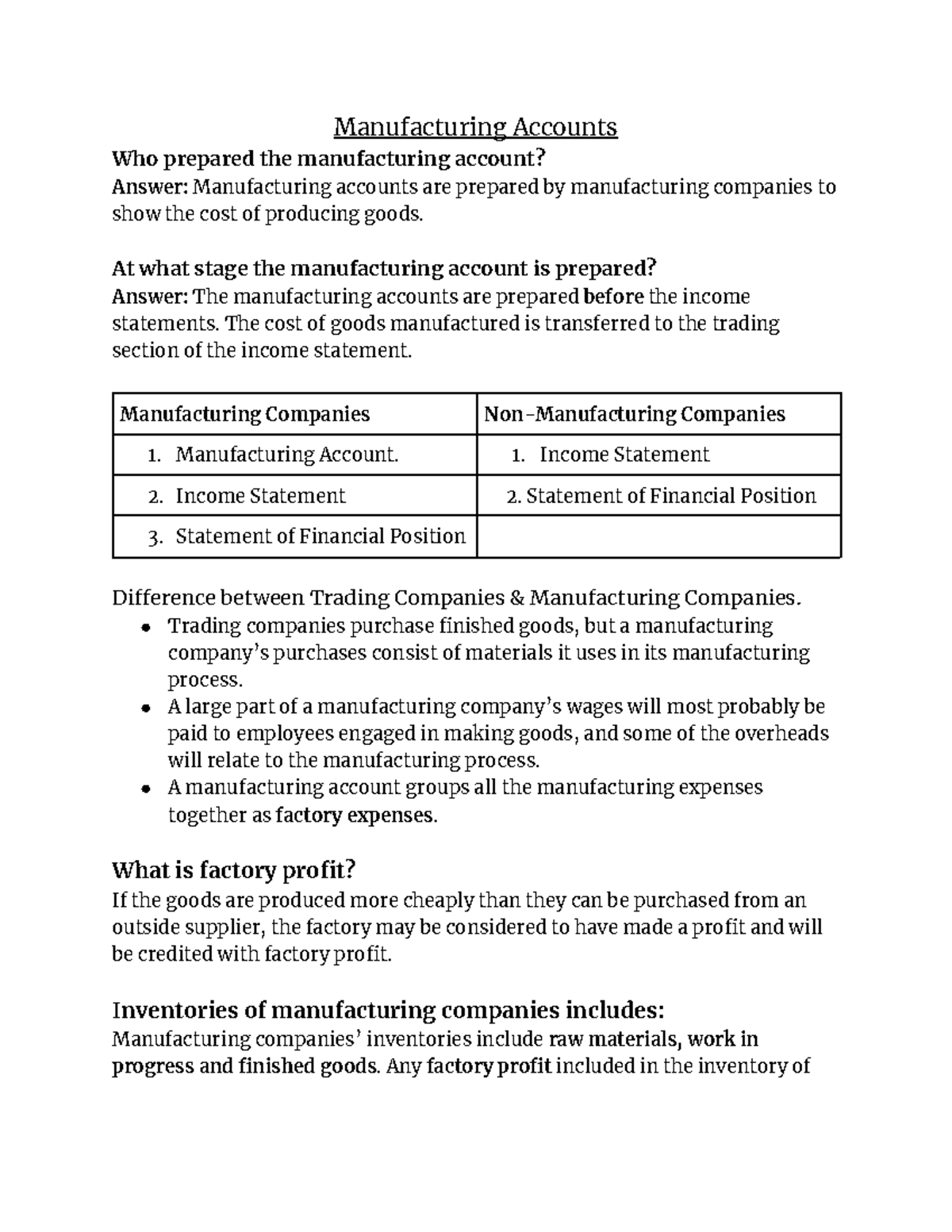 SD-Manufacturing Notes A2 Level - Financial Accounting - ICAI - Studocu